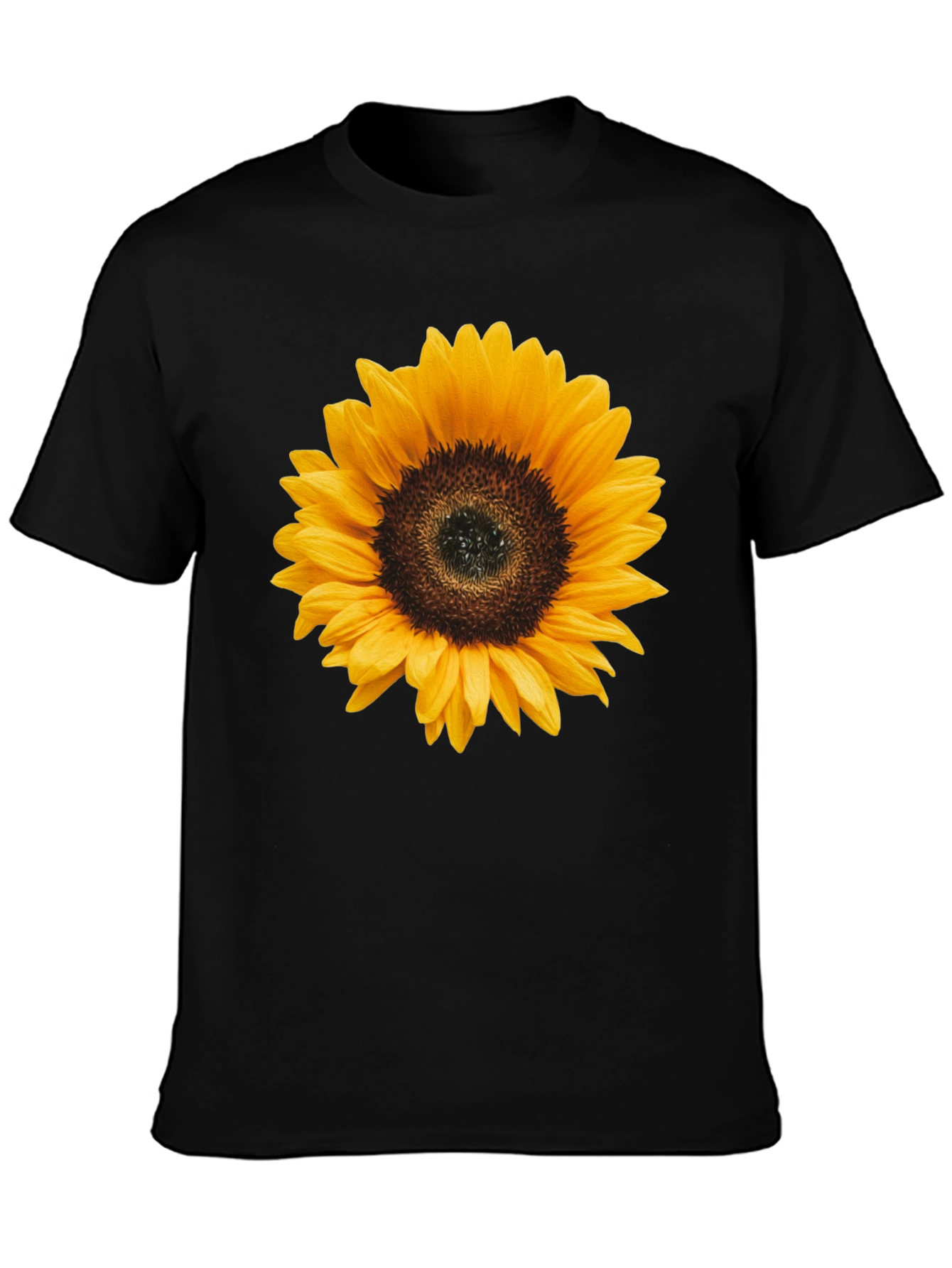 Black Sunflower Graphic Tee - Black Cotton T-Shirt view 3