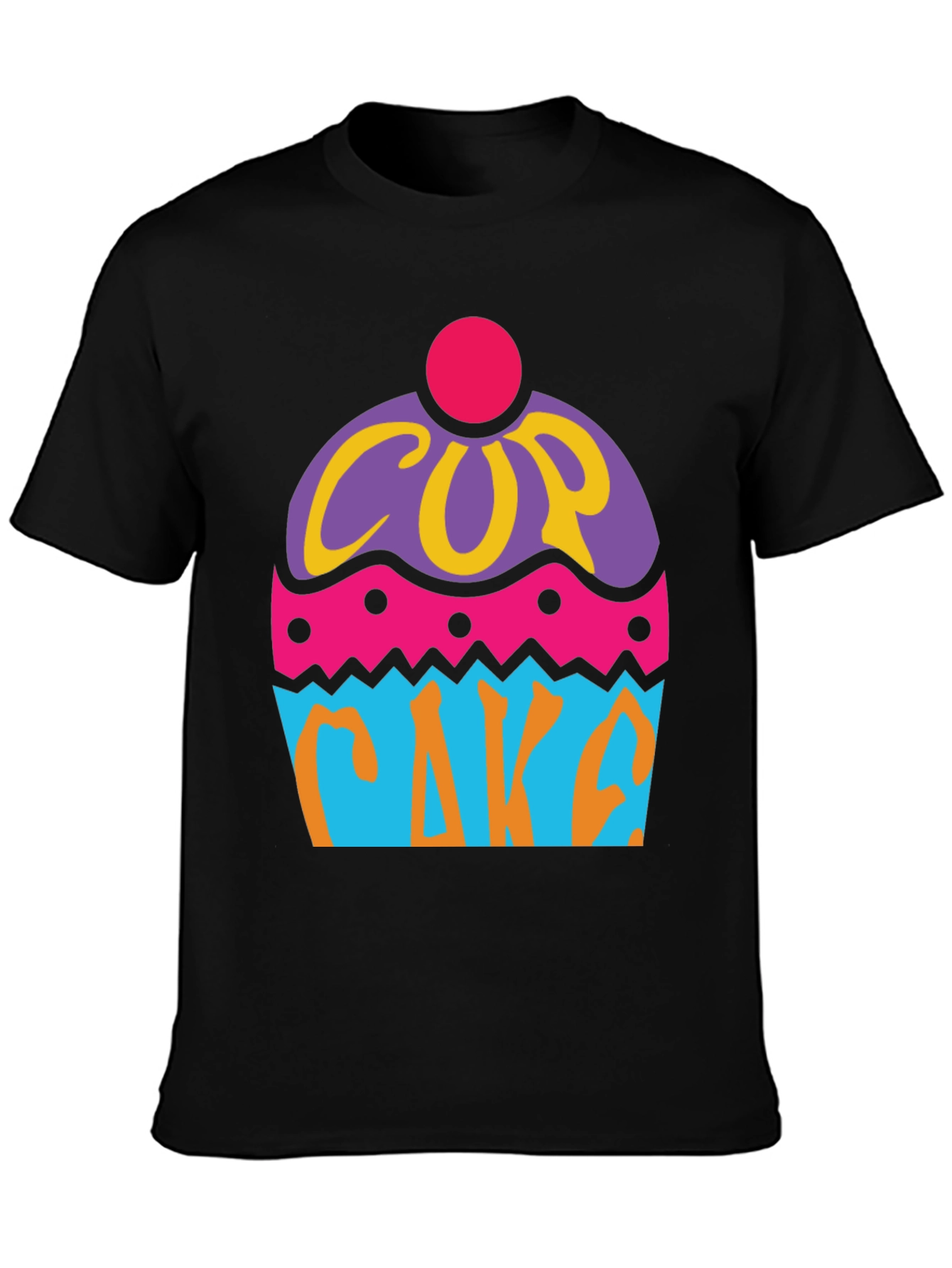 Black Fun Cupcake Graphic Tee - Black Cotton T-Shirt view 3