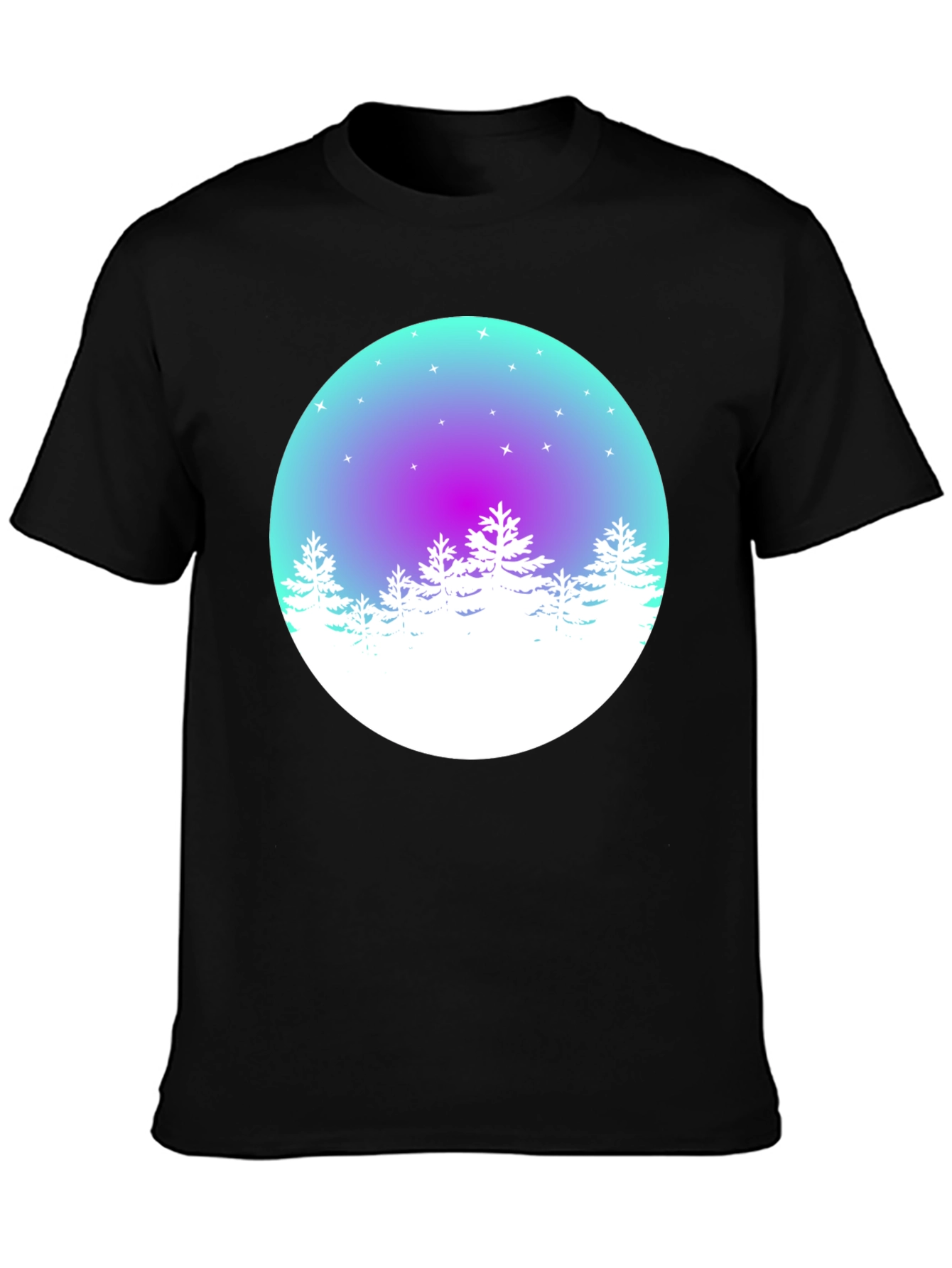 Black Winter Forest Graphic Tee - Men's Black T-Shirt view 3