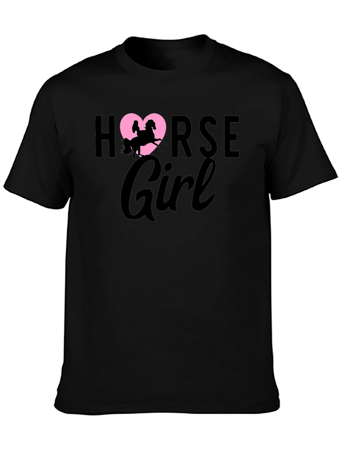 Black Horse Girl T-Shirt - Equestrian Rider Tee view 3