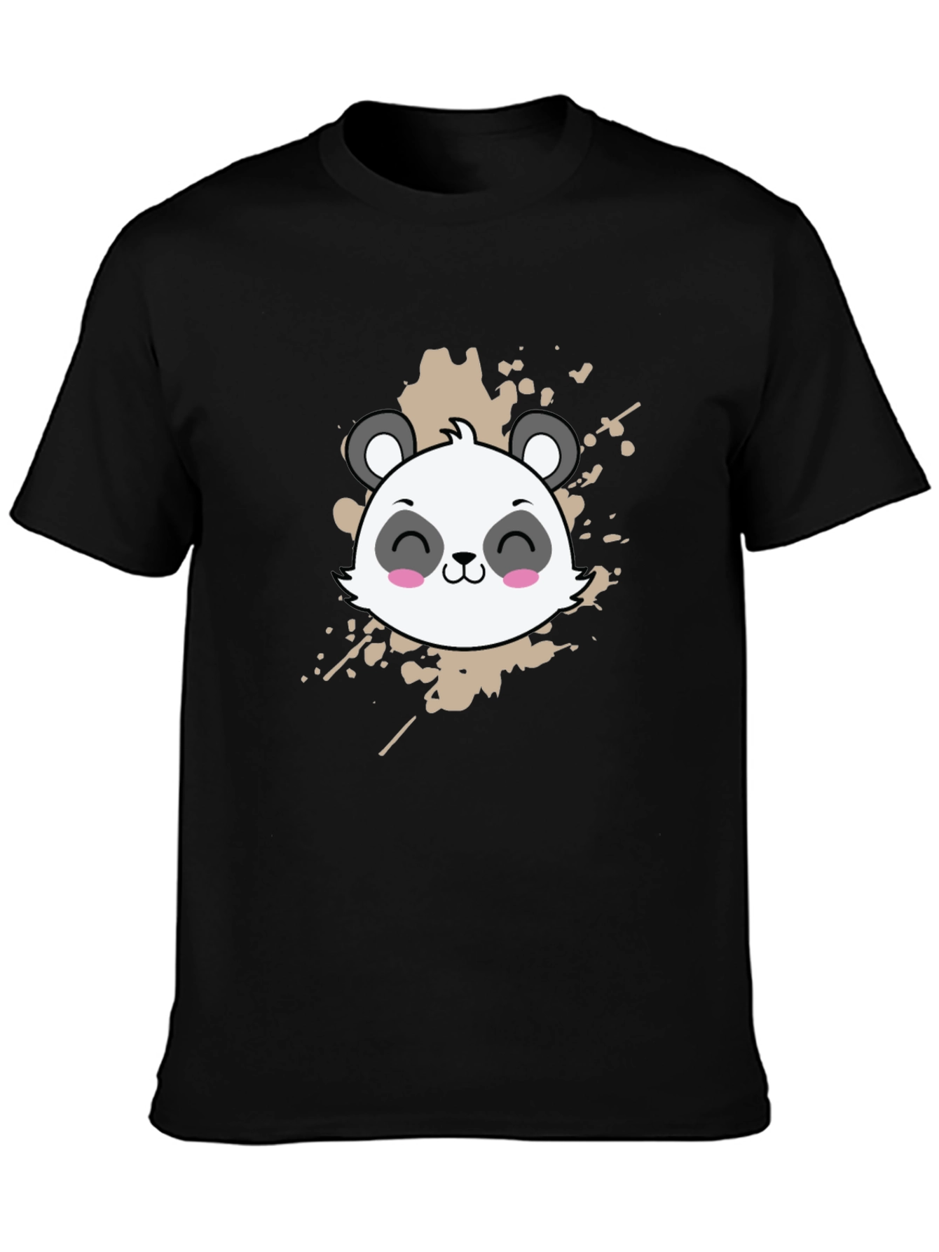 Black Cute Panda Graphic Tee - Black Cotton T-Shirt view 3