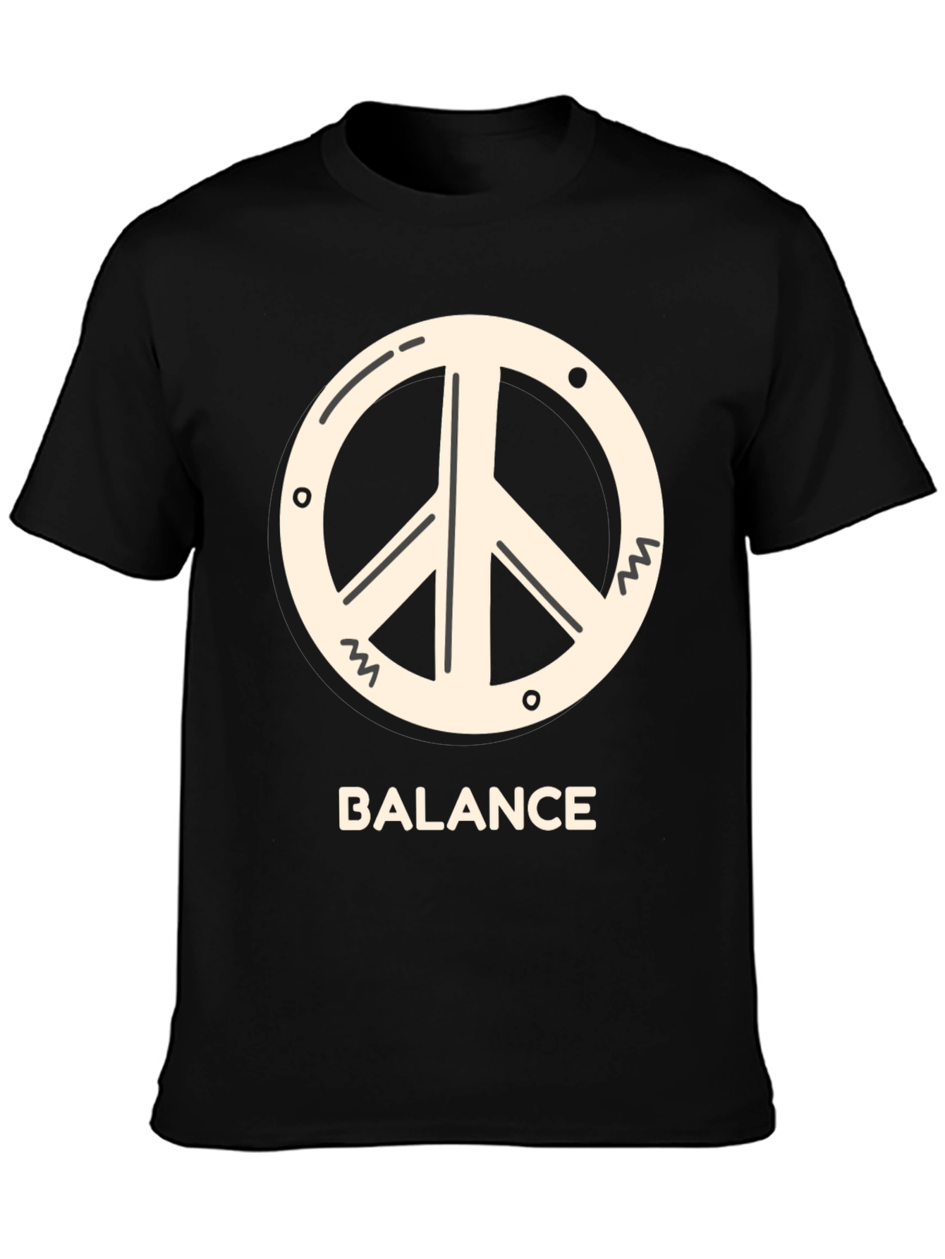 Black Balance Peace Sign Tee - Black Cotton T-Shirt view 3