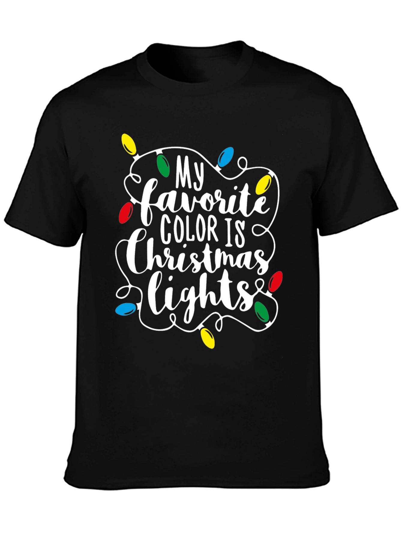 Black Christmas Lights Graphic Tee view 3