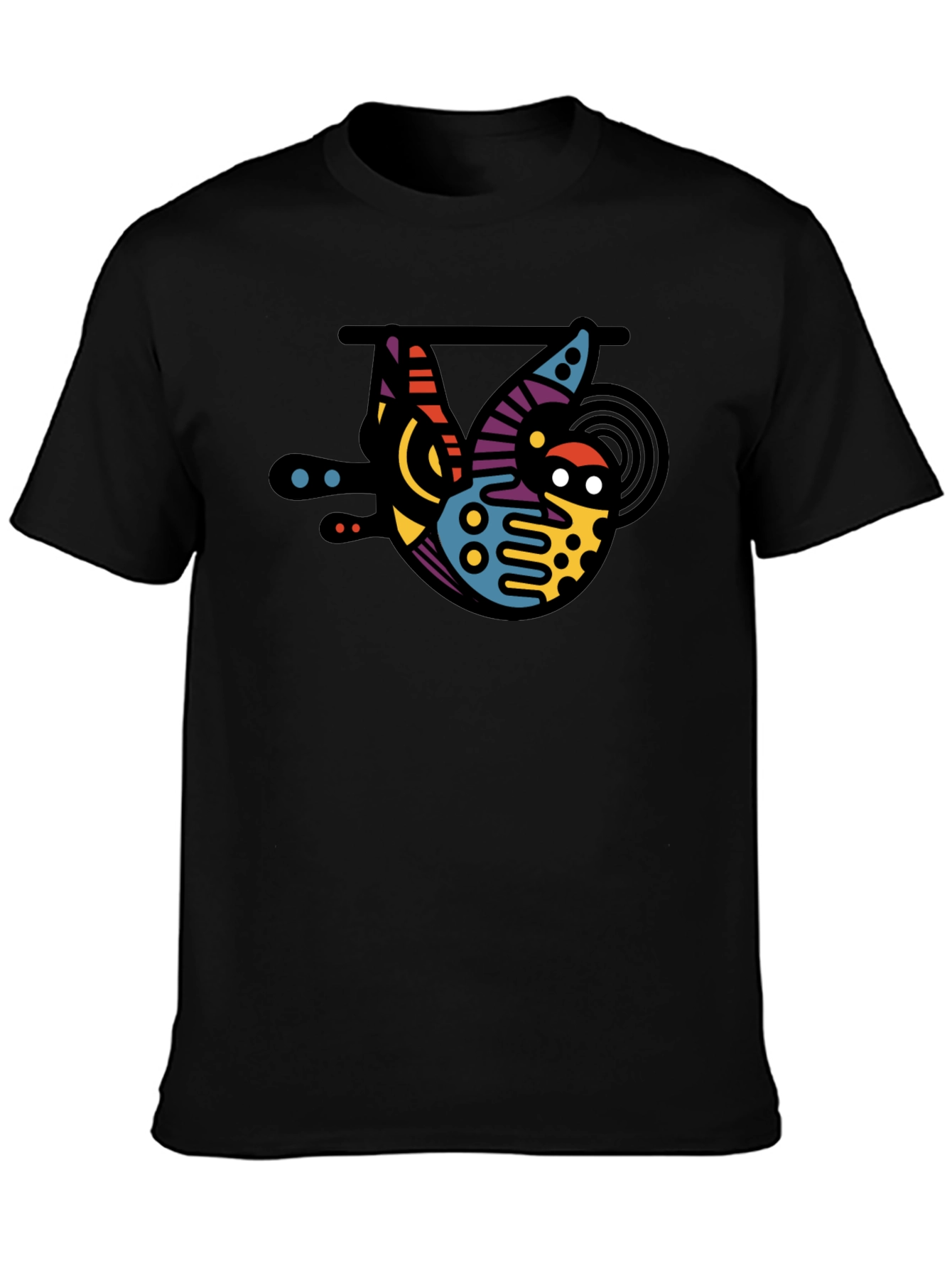 Black Abstract Sloth Graphic T-Shirt view 3