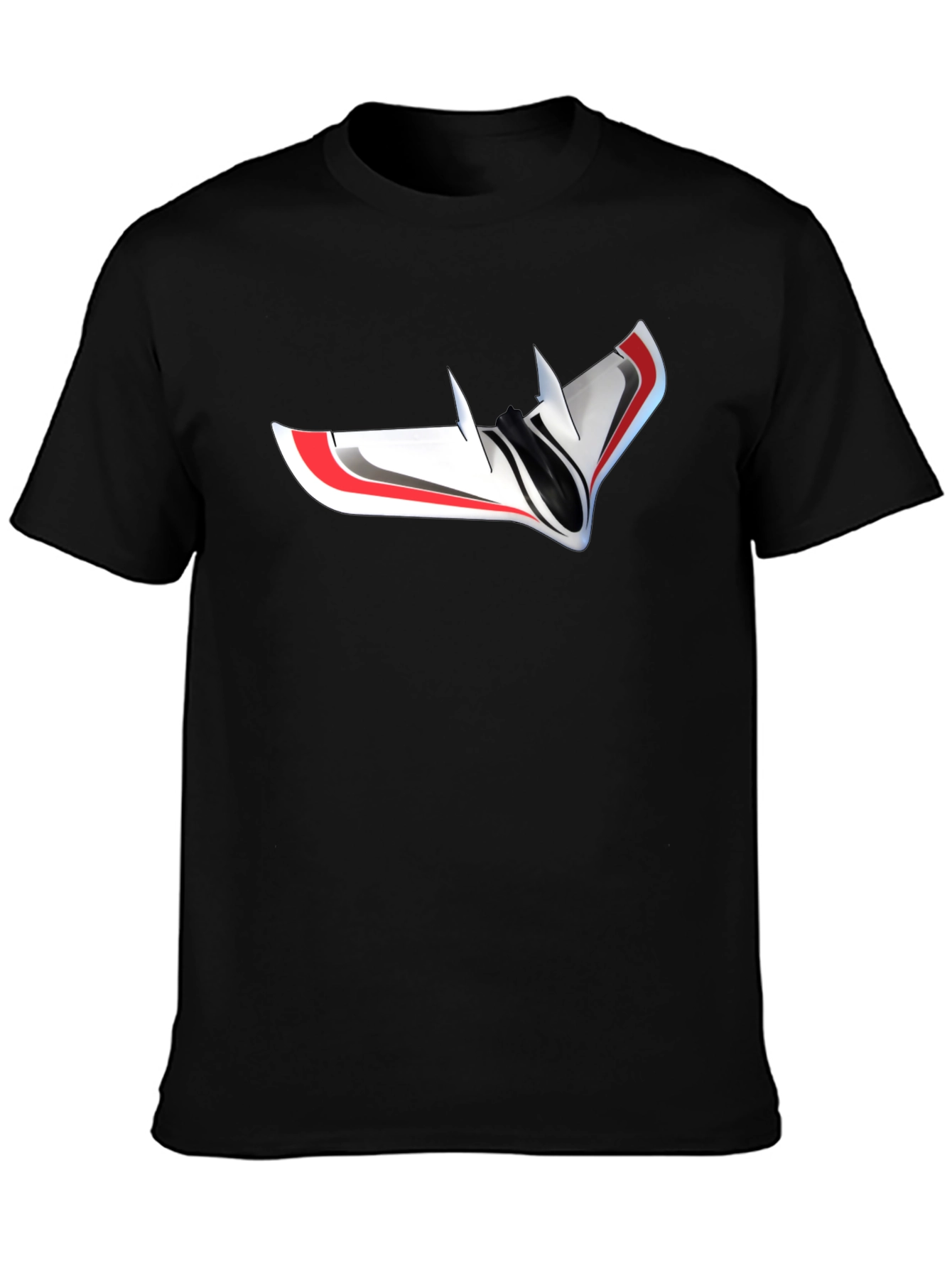 Black Futuristic Drone Graphic T-Shirt - Black view 3