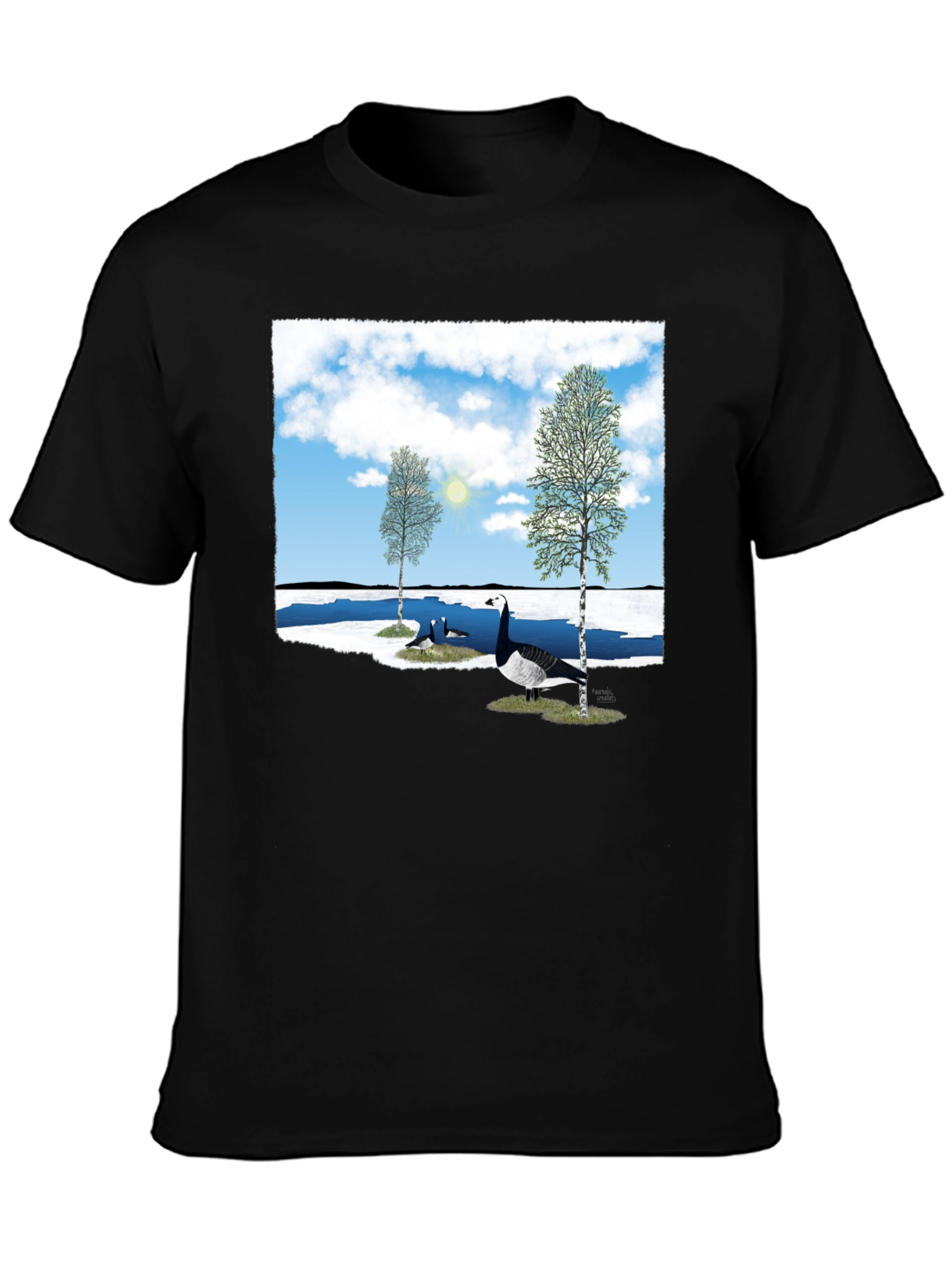 Black Goose Lake T-Shirt - Nature Graphic Tee view 3