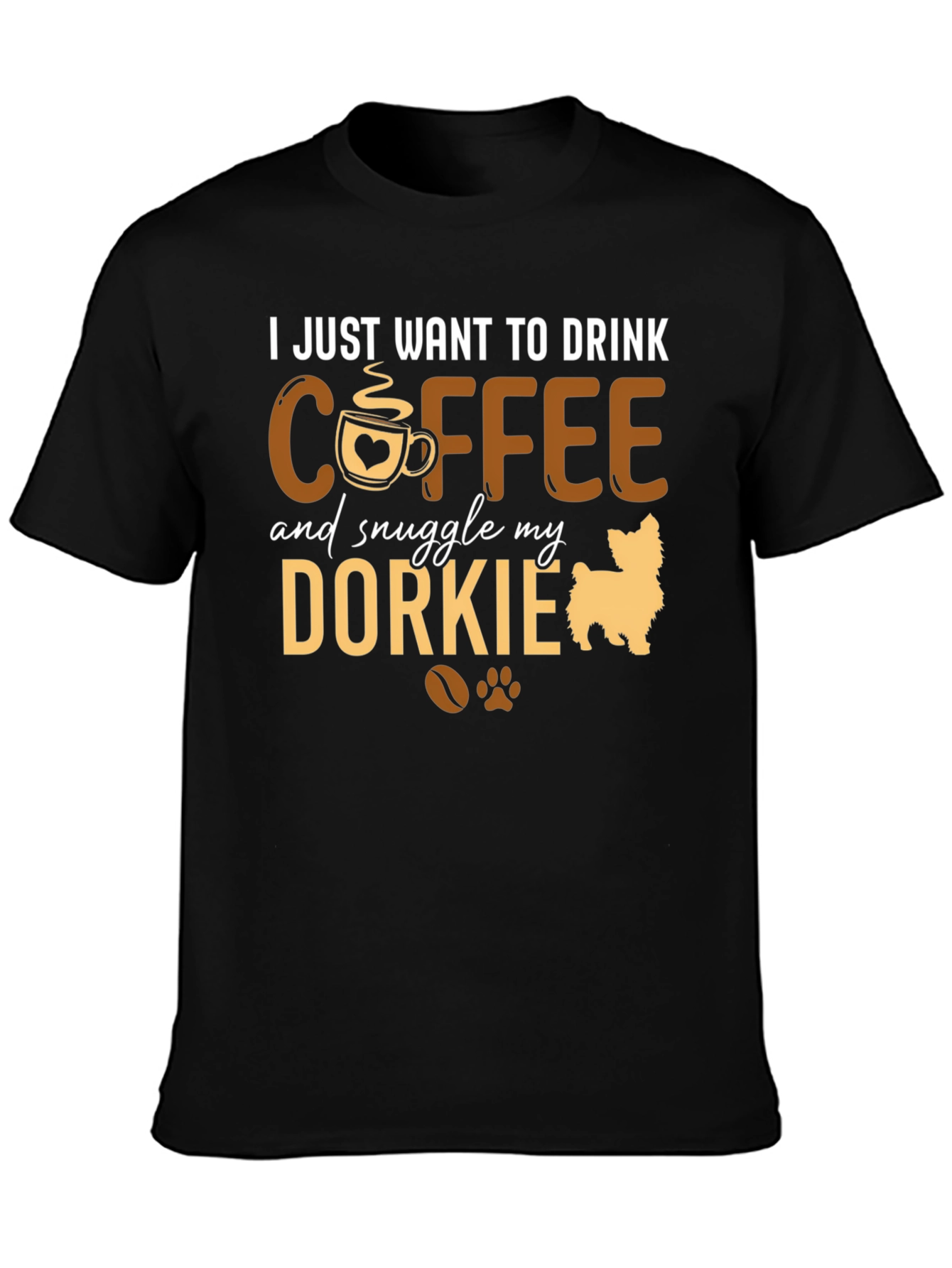 Black Coffee & Dorkie Dog Lover T-Shirt view 3