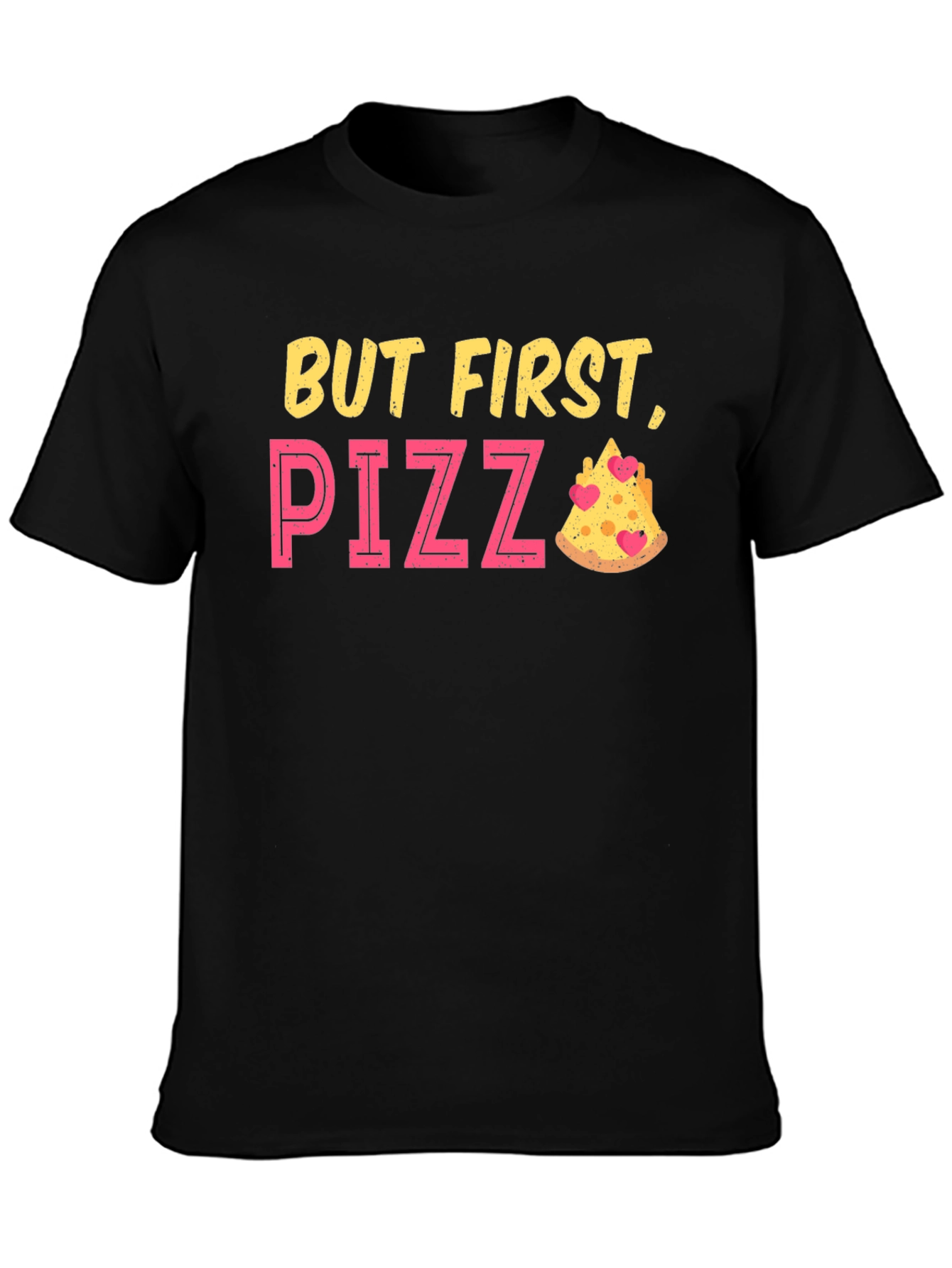 Black But First Pizza Funny Graphic T-Shirt view 3
