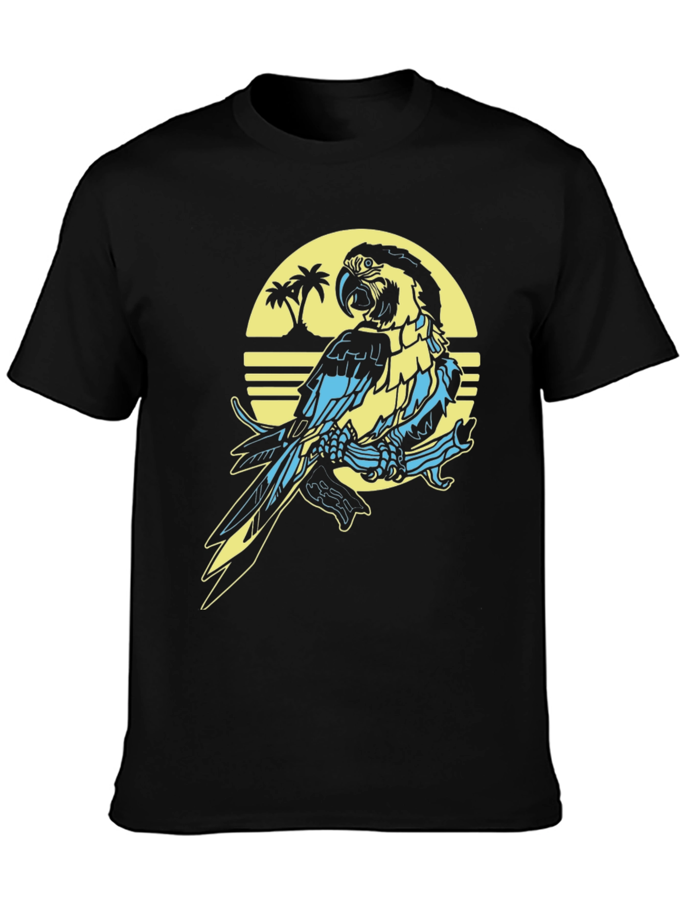 Black Tropical Parrot T-Shirt - Island Vibes view 3