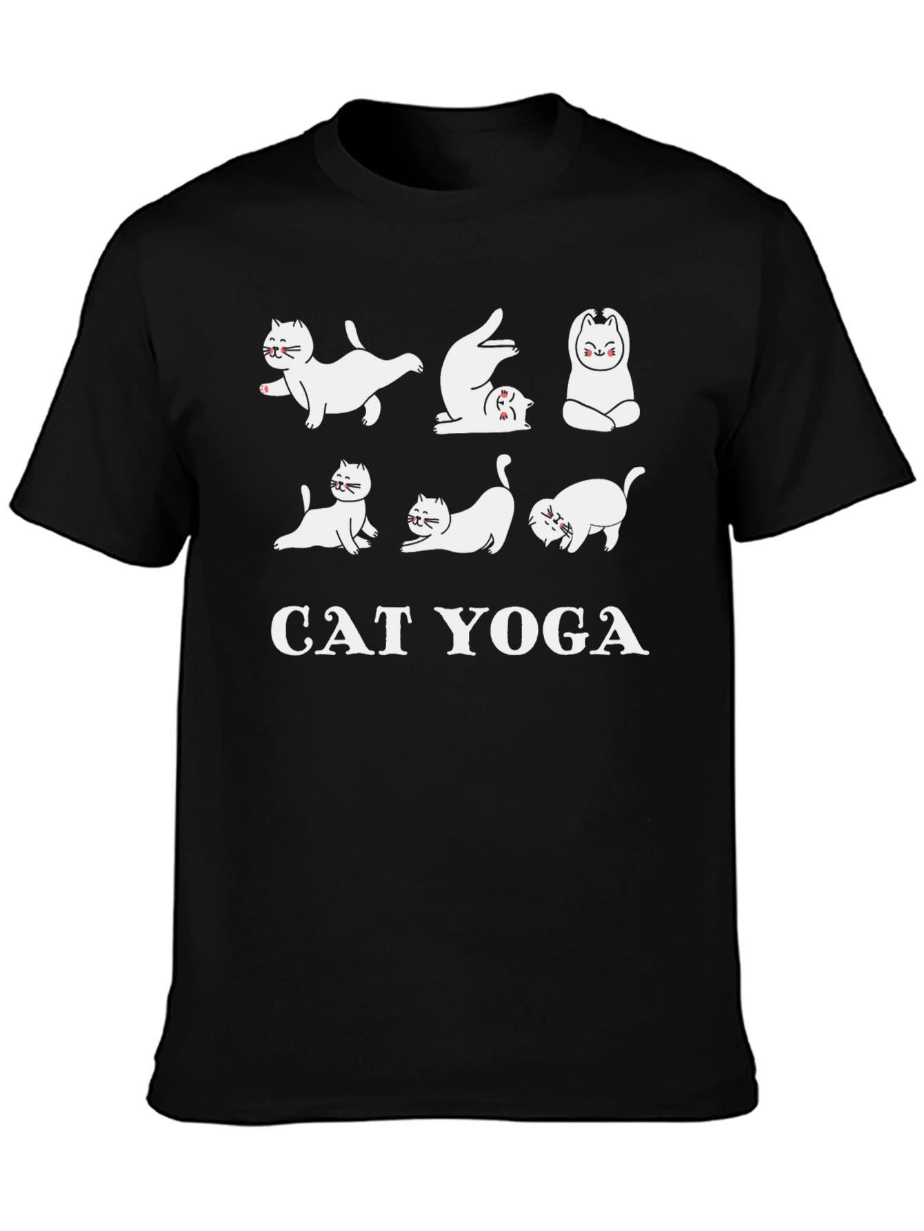 Black Cat Yoga Black T-Shirt - Funny Graphic Tee view 3
