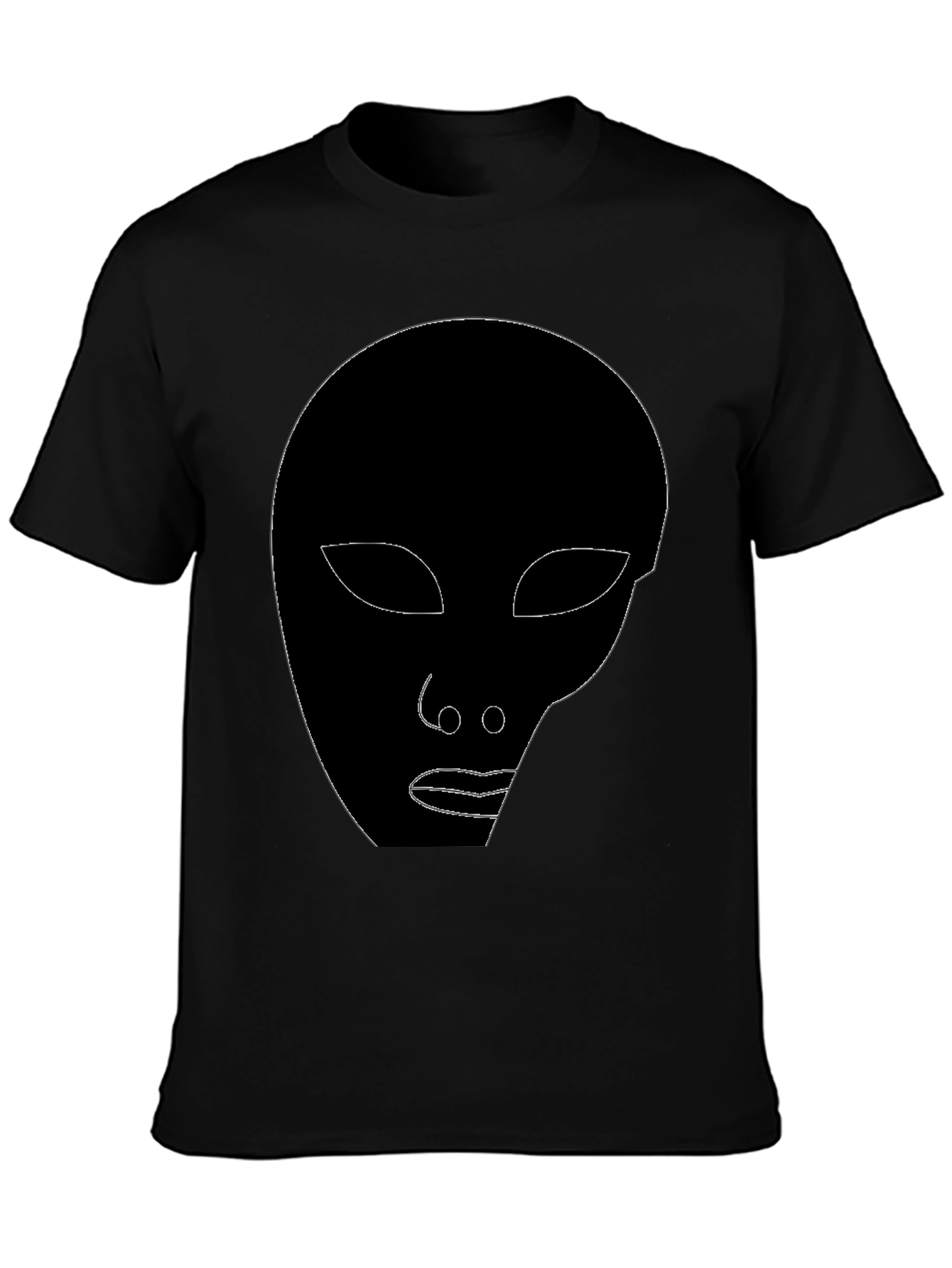 Black Abstract Face Graphic Tee - Stylish Black T-Shirt view 3