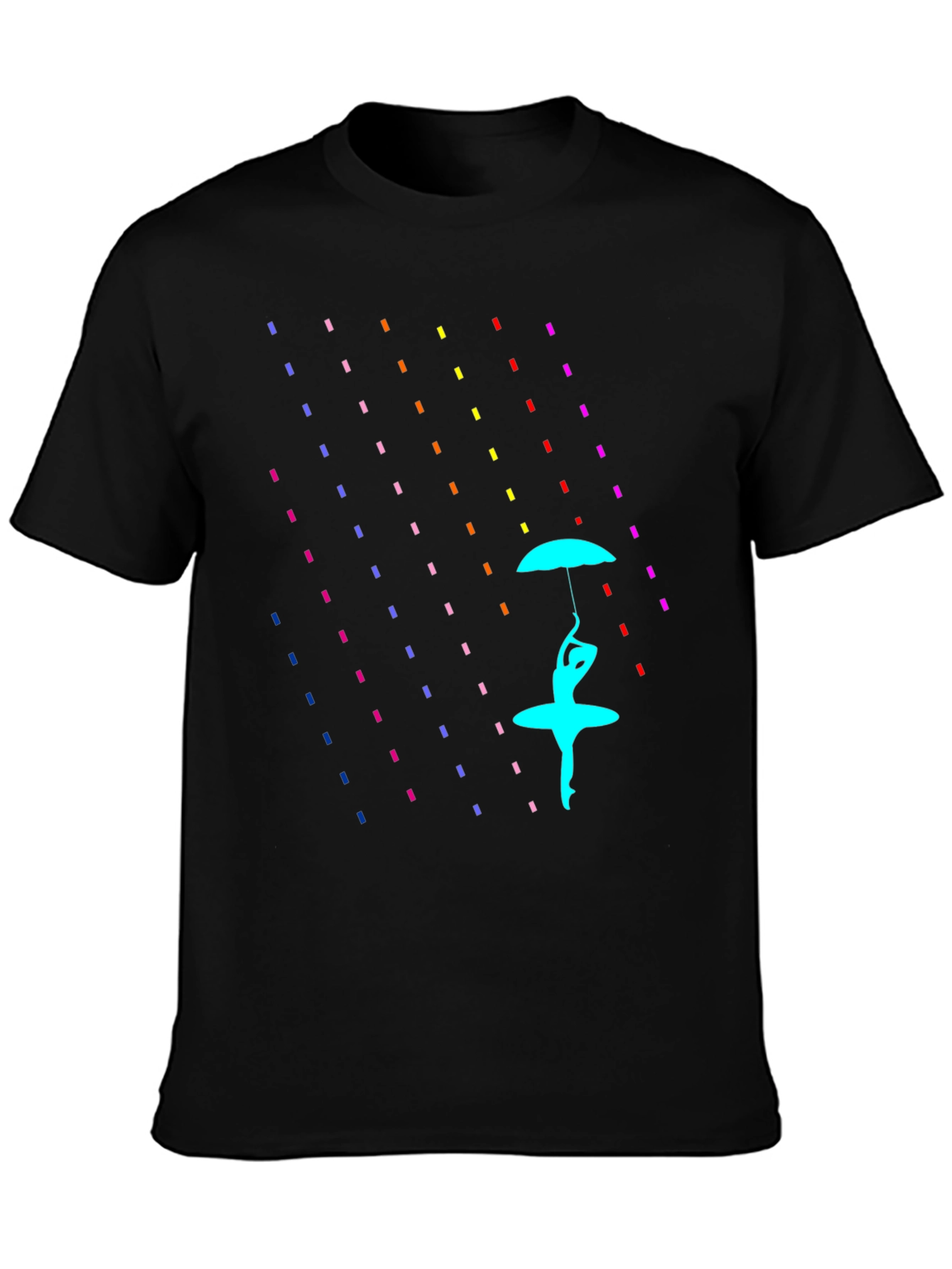 Black Rain of Color: Artistic Graphic Print T-Shirt view 3