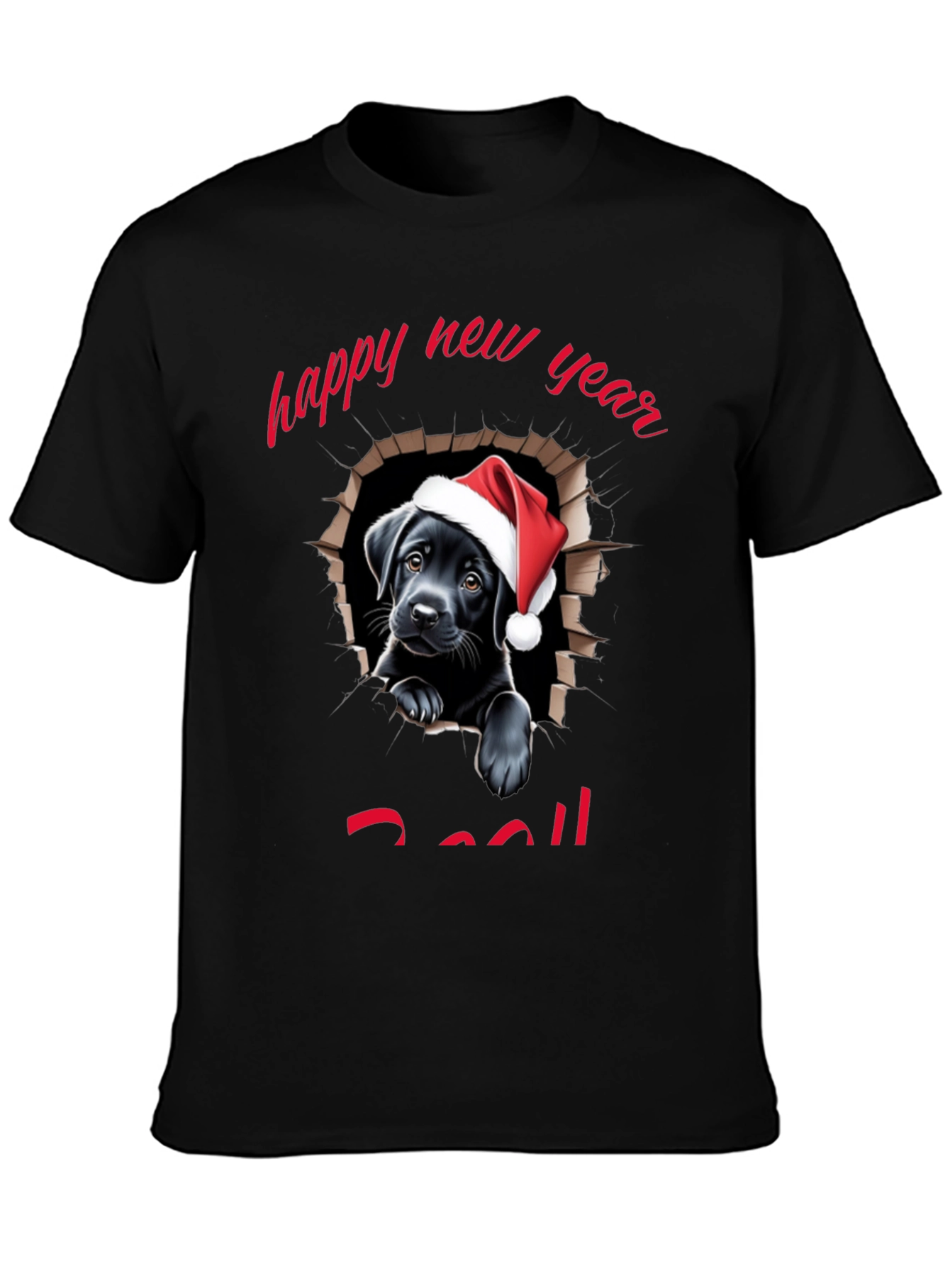 Black Happy New Year Dog T-Shirt view 3