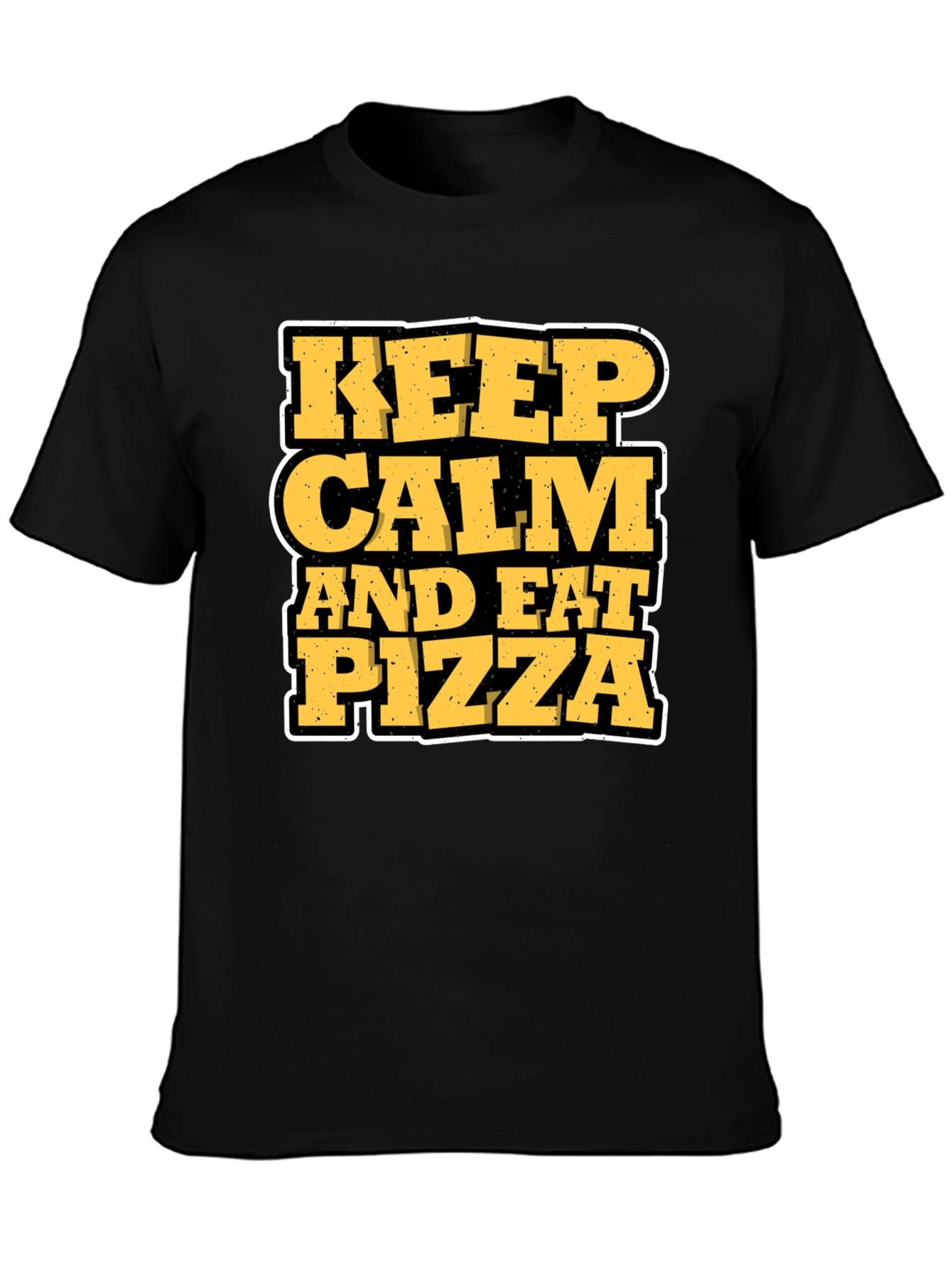 Black Keep Calm and Eat Pizza Graphic T-Shirt view 3