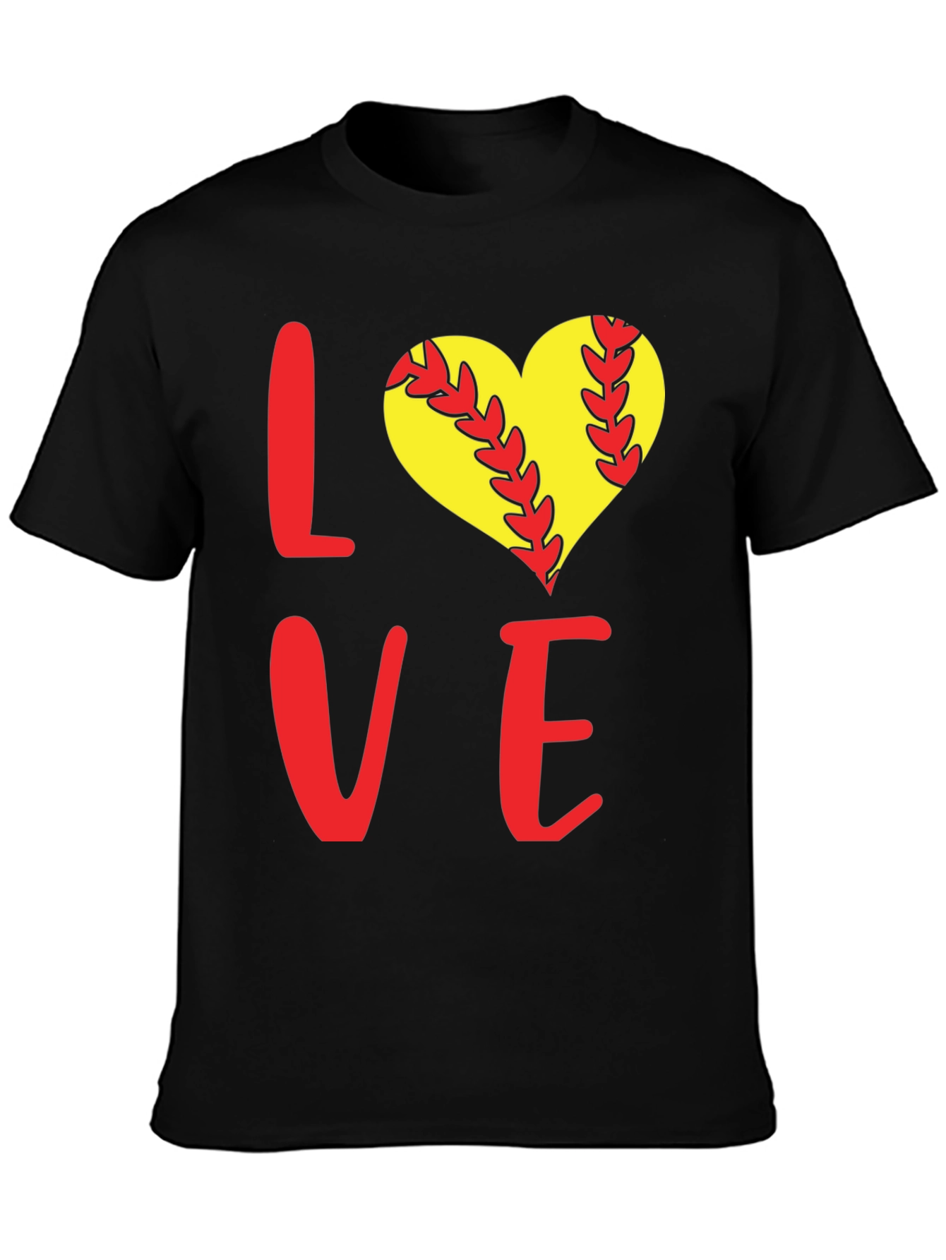 Black Softball Love T-Shirt view 3