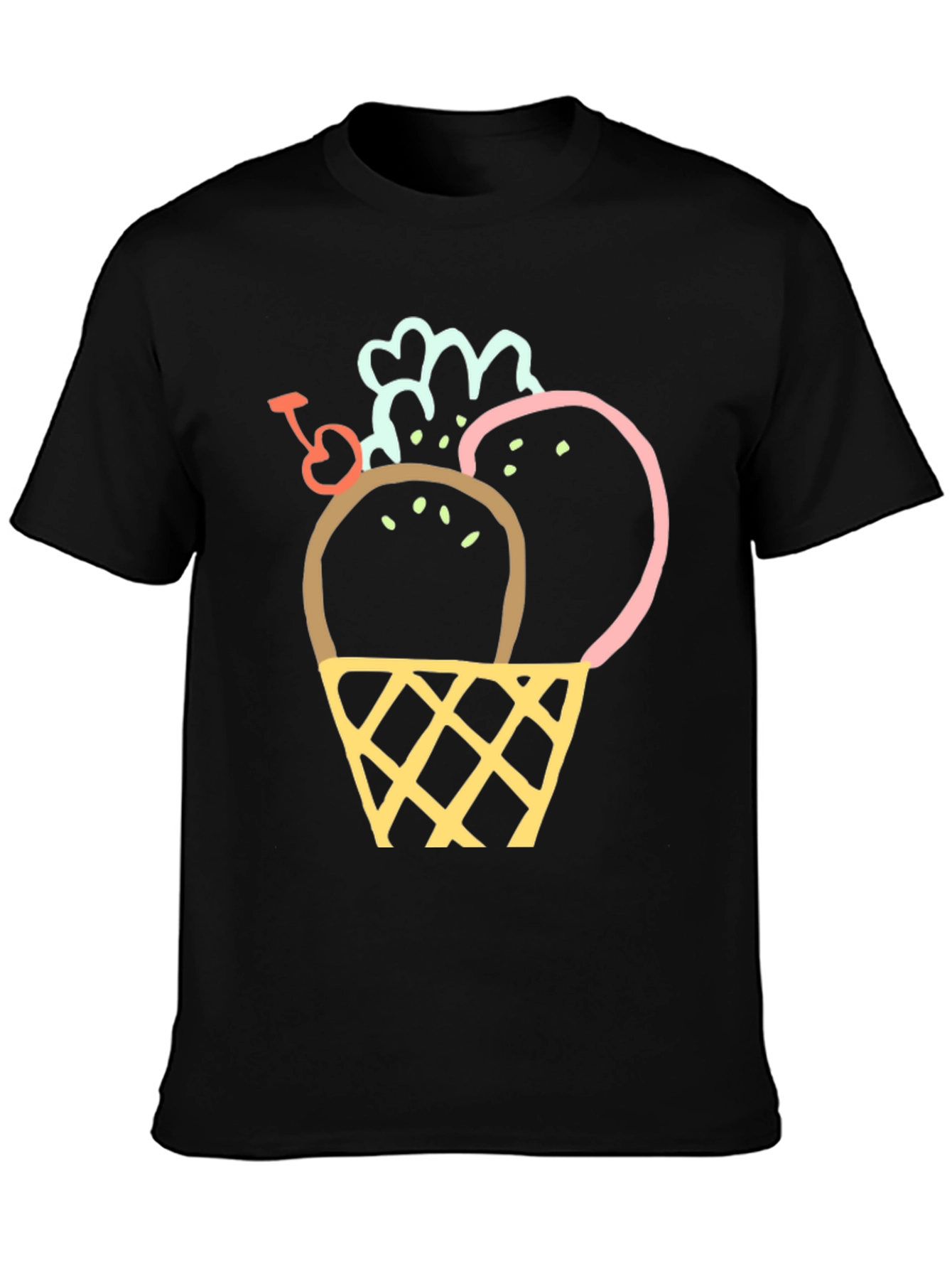Black Ice Cream Cone Graphic Tee - Trendy & Fun view 3