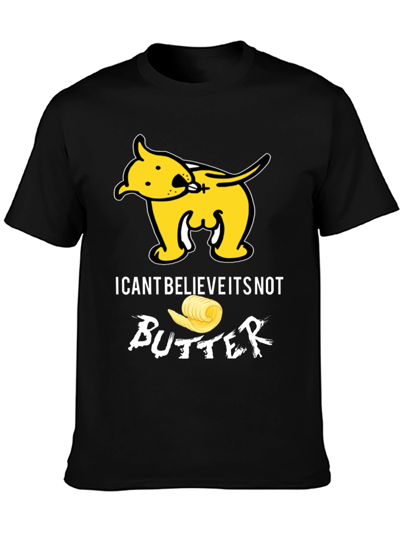 Black I Can't Believe It's Not Butter T-Shirt Funny Dog Tee view 3