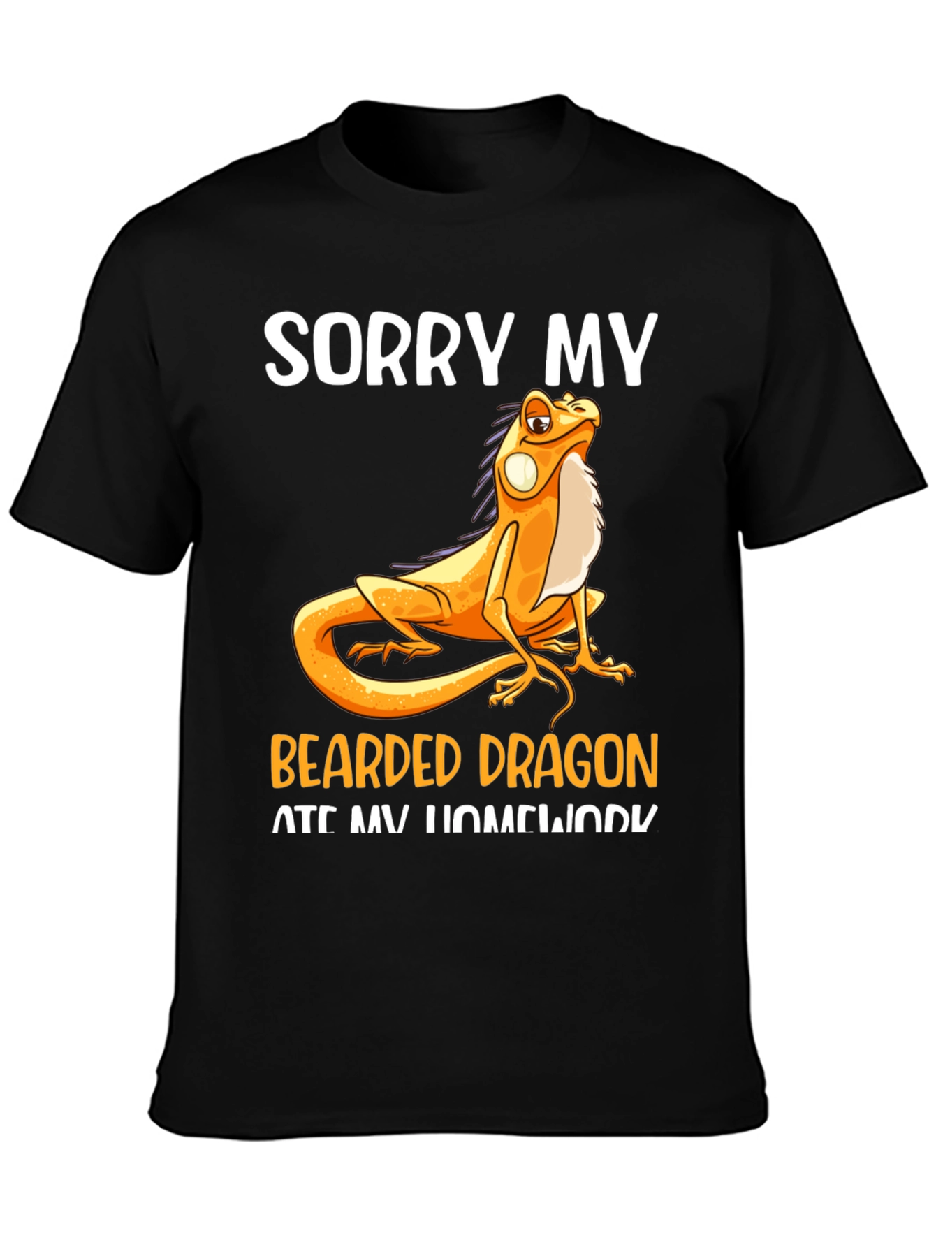 Black Bearded Dragon Ate Homework T-Shirt view 3