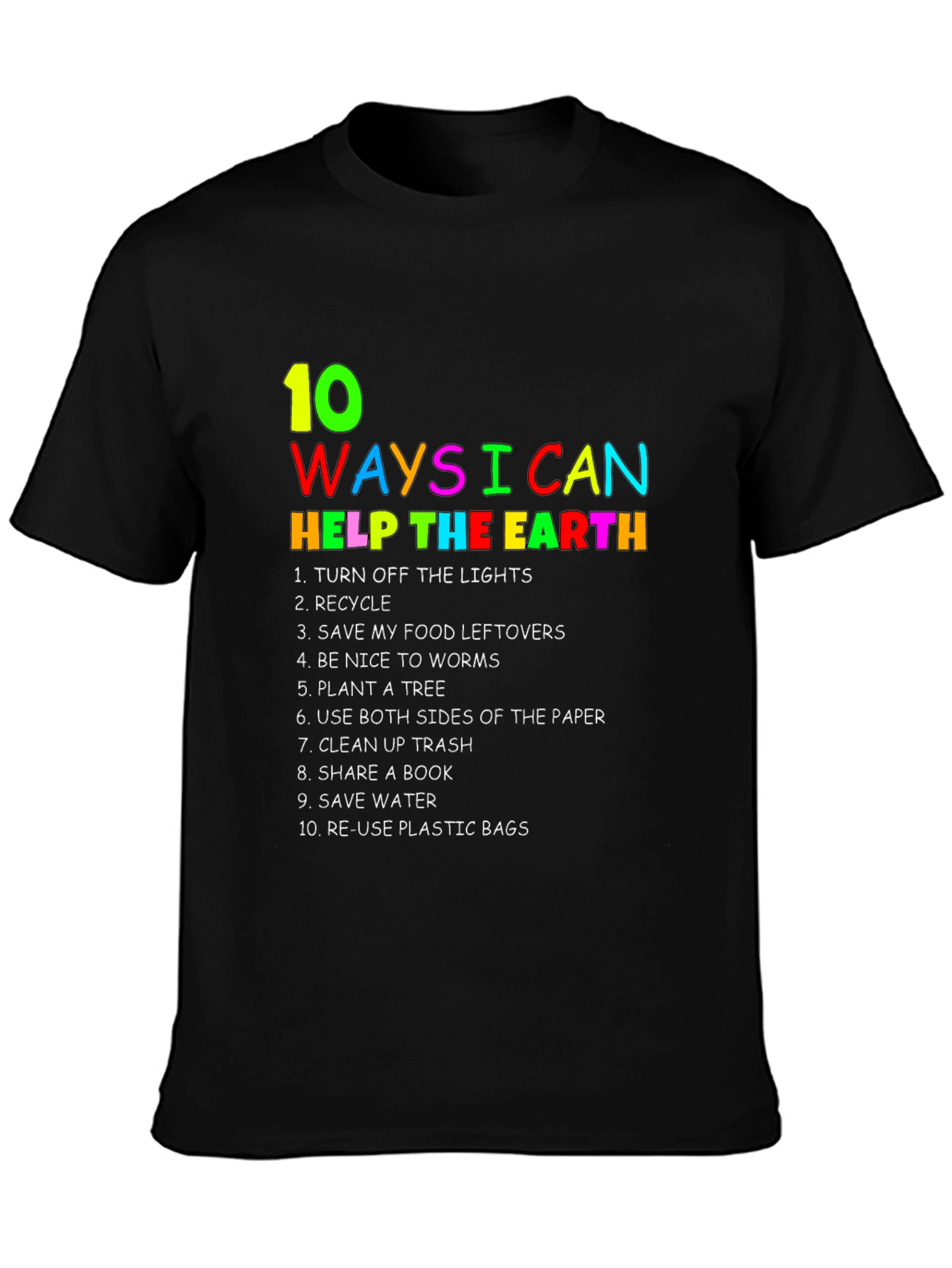 Black Eco-Friendly T-Shirt: 10 Ways to Help the Earth view 3