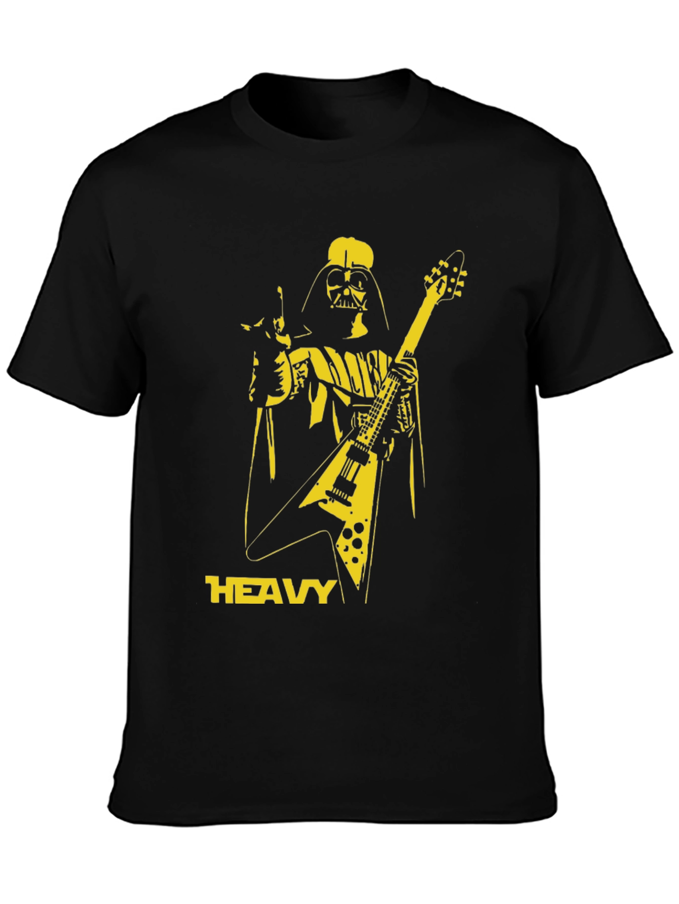 Black Darth Vader Heavy Metal Guitar T-Shirt view 3