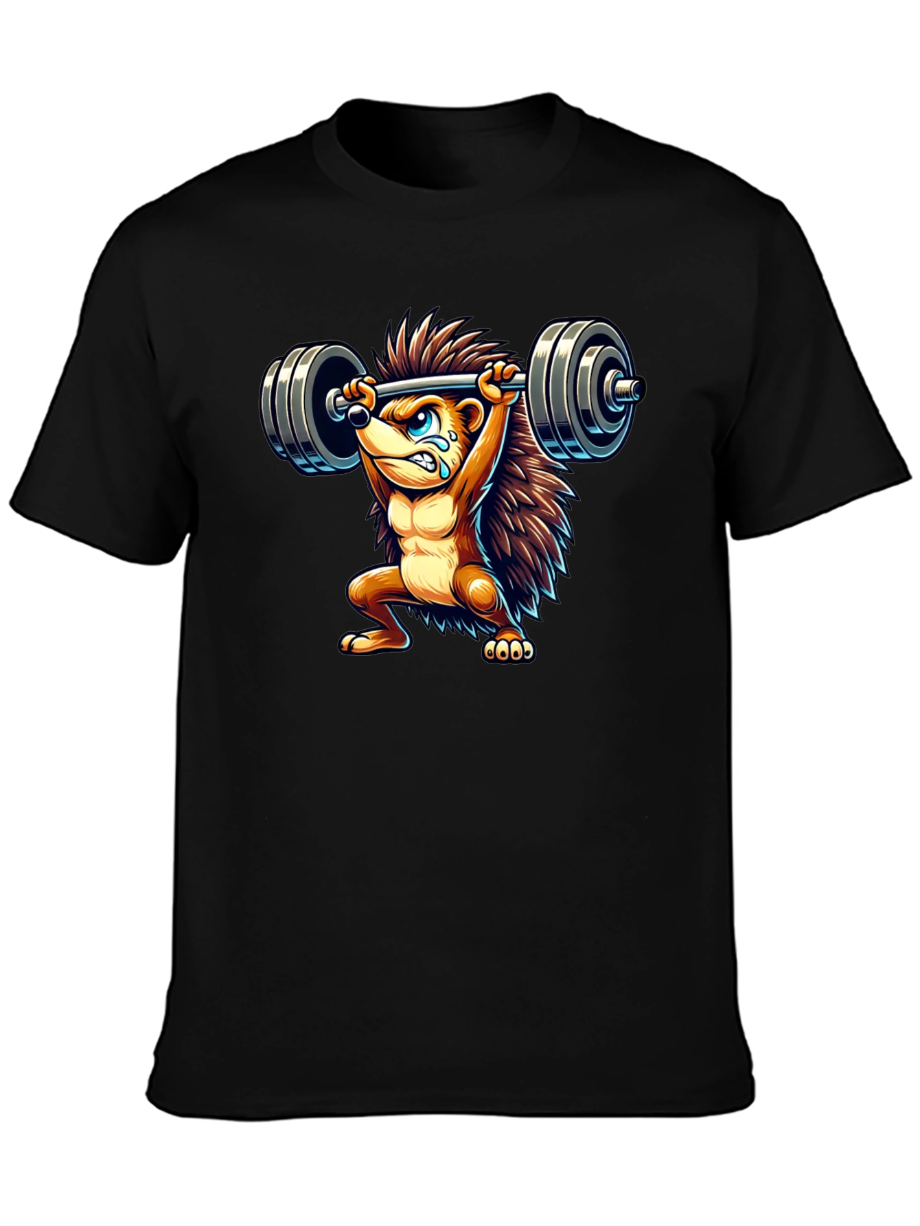 Black Weightlifting Hedgehog Graphic Tee view 3