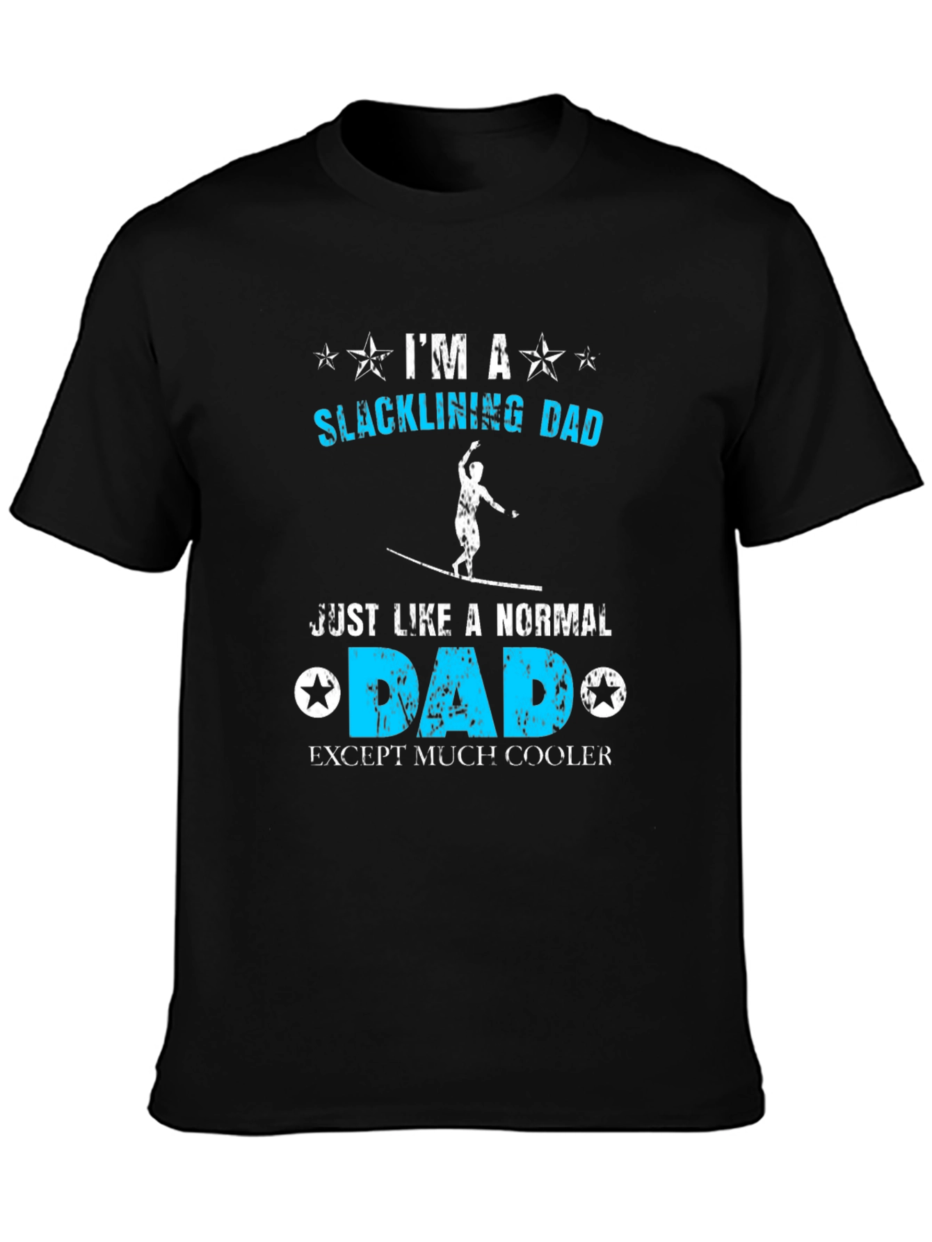 Black Slacklining Dad T-Shirt - Cool Father's Day Gift view 3