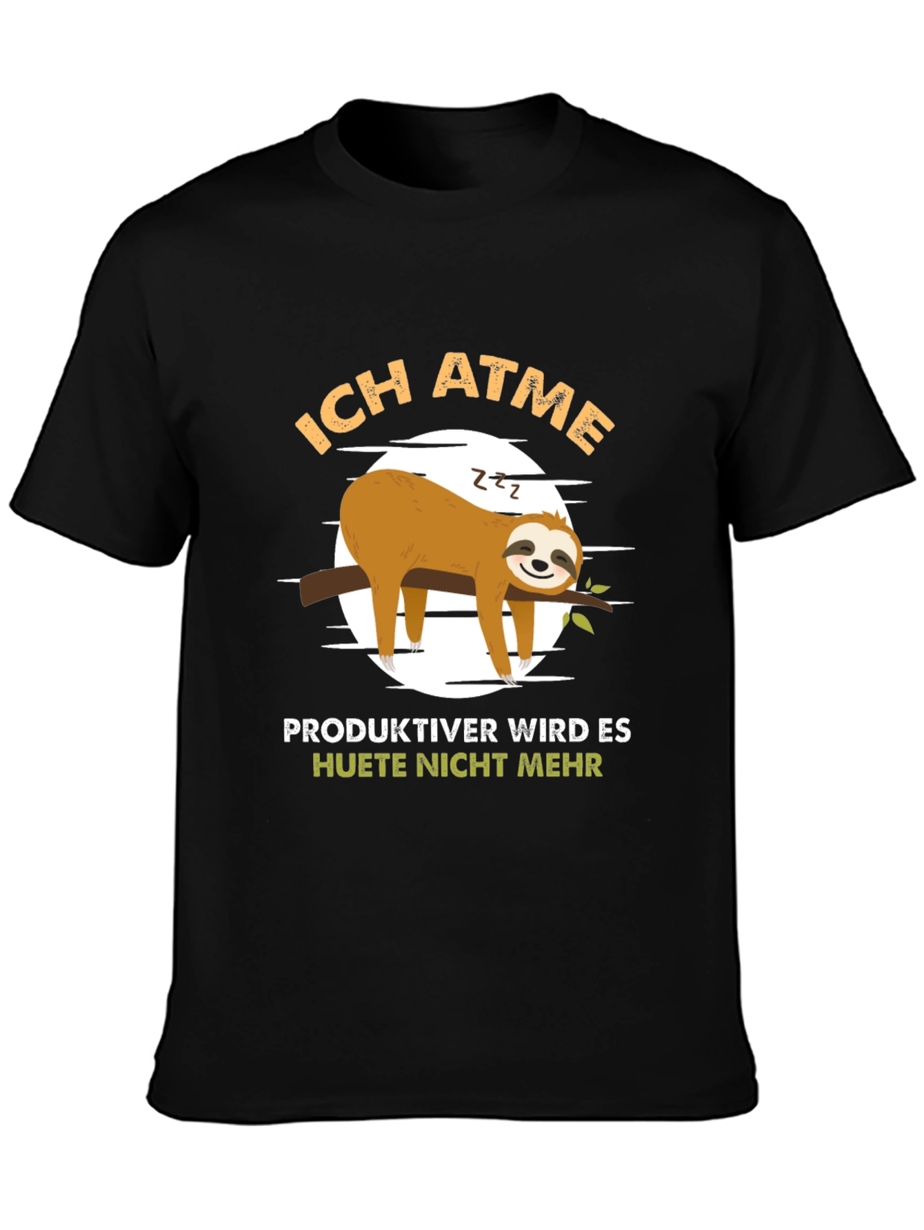 Black Ich Atme Sloth T-Shirt view 3