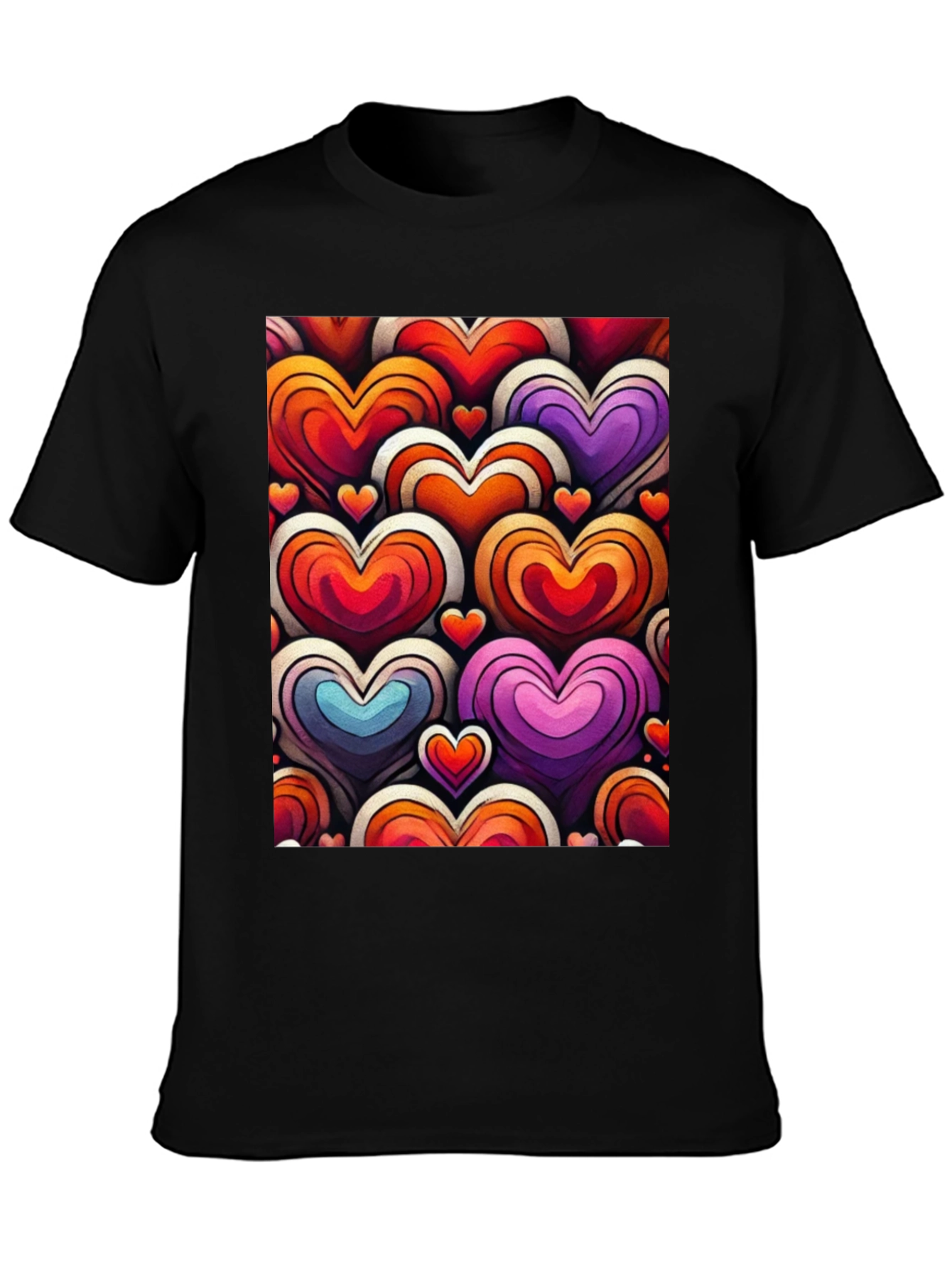Black Heart Pattern Graphic Tee - Stylish and Unique view 3