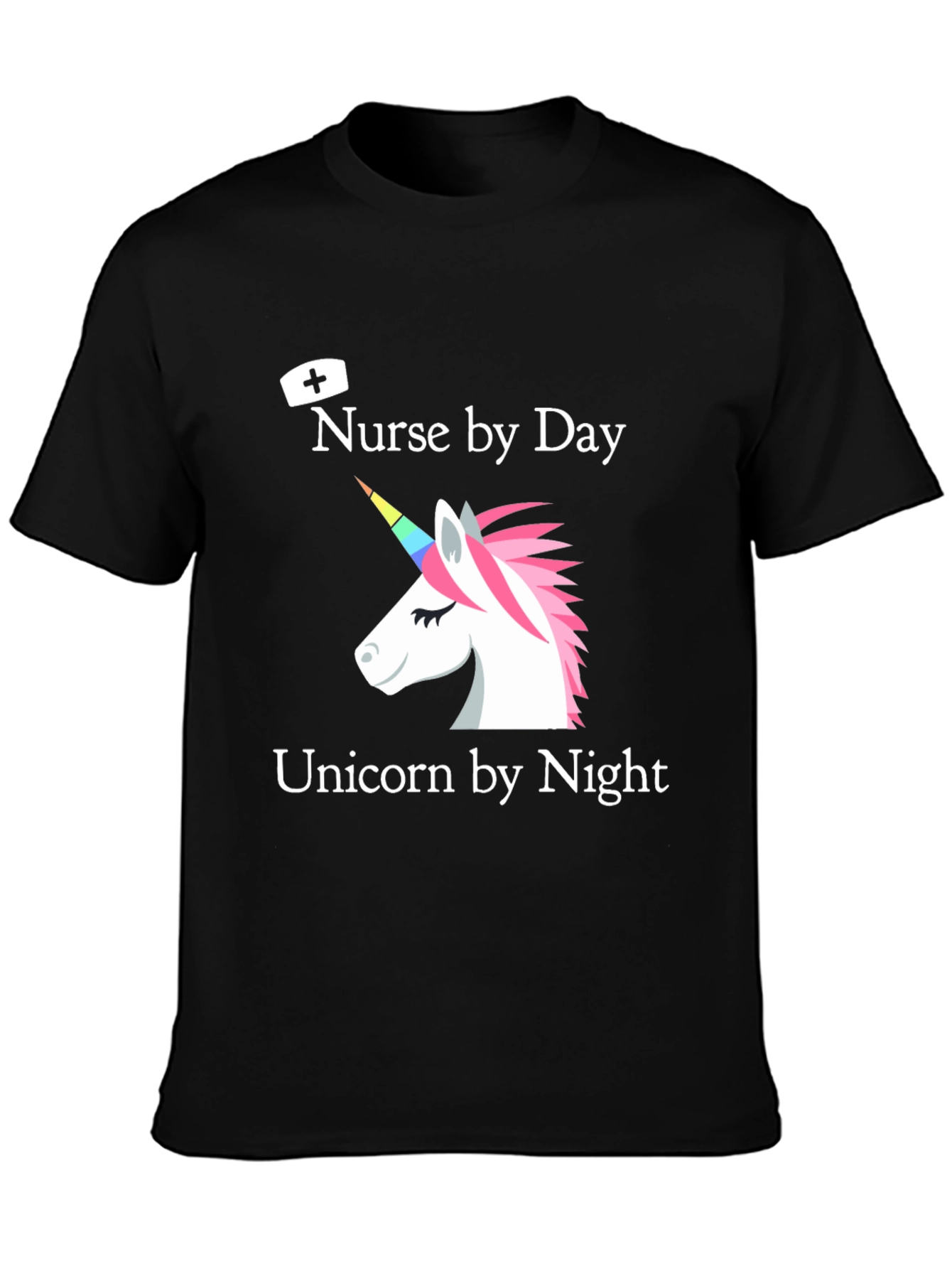 Black Nurse by Day Unicorn by Night T-Shirt view 3