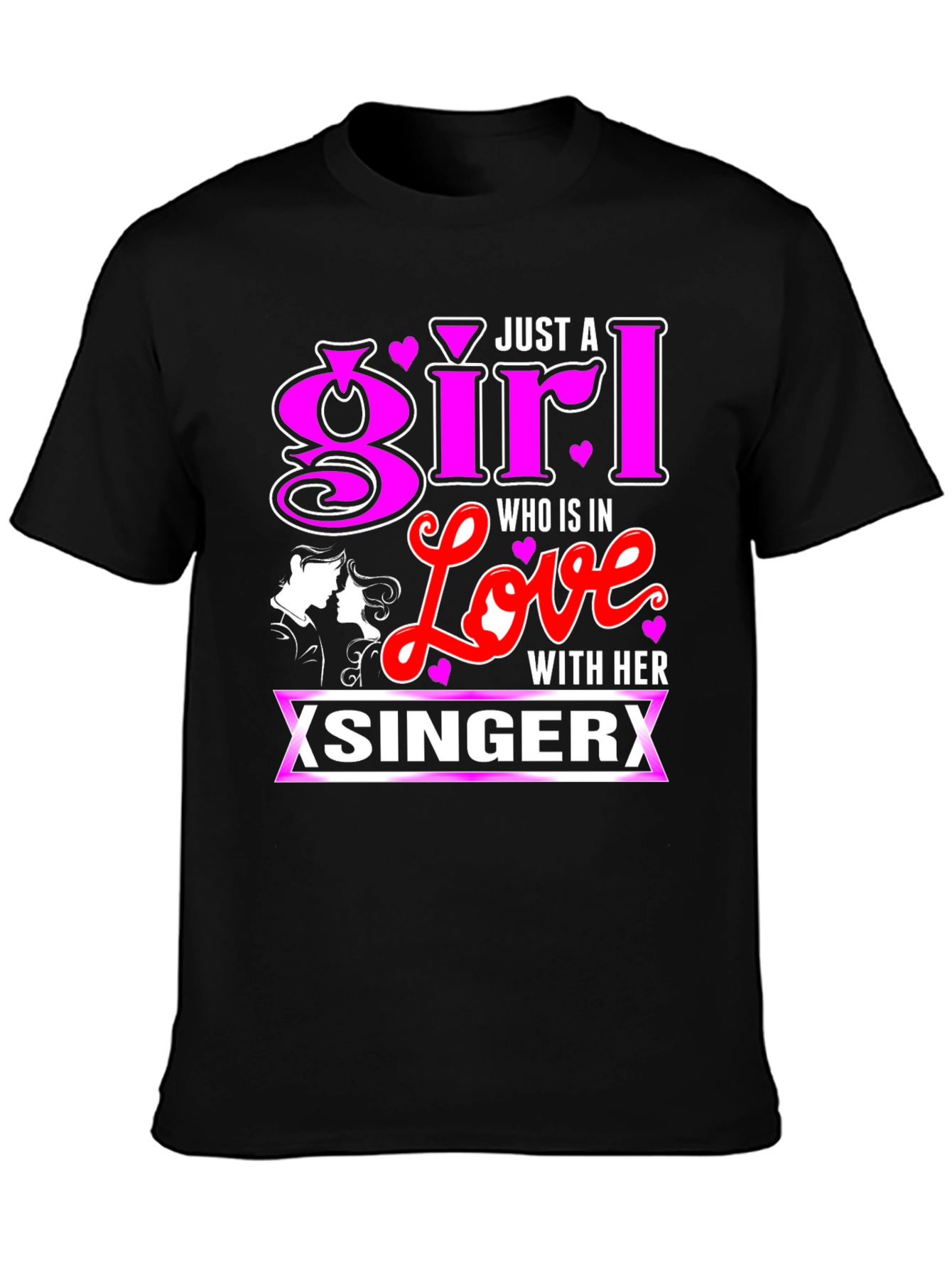 Black Just a Girl in Love with her Singer T-Shirt view 3