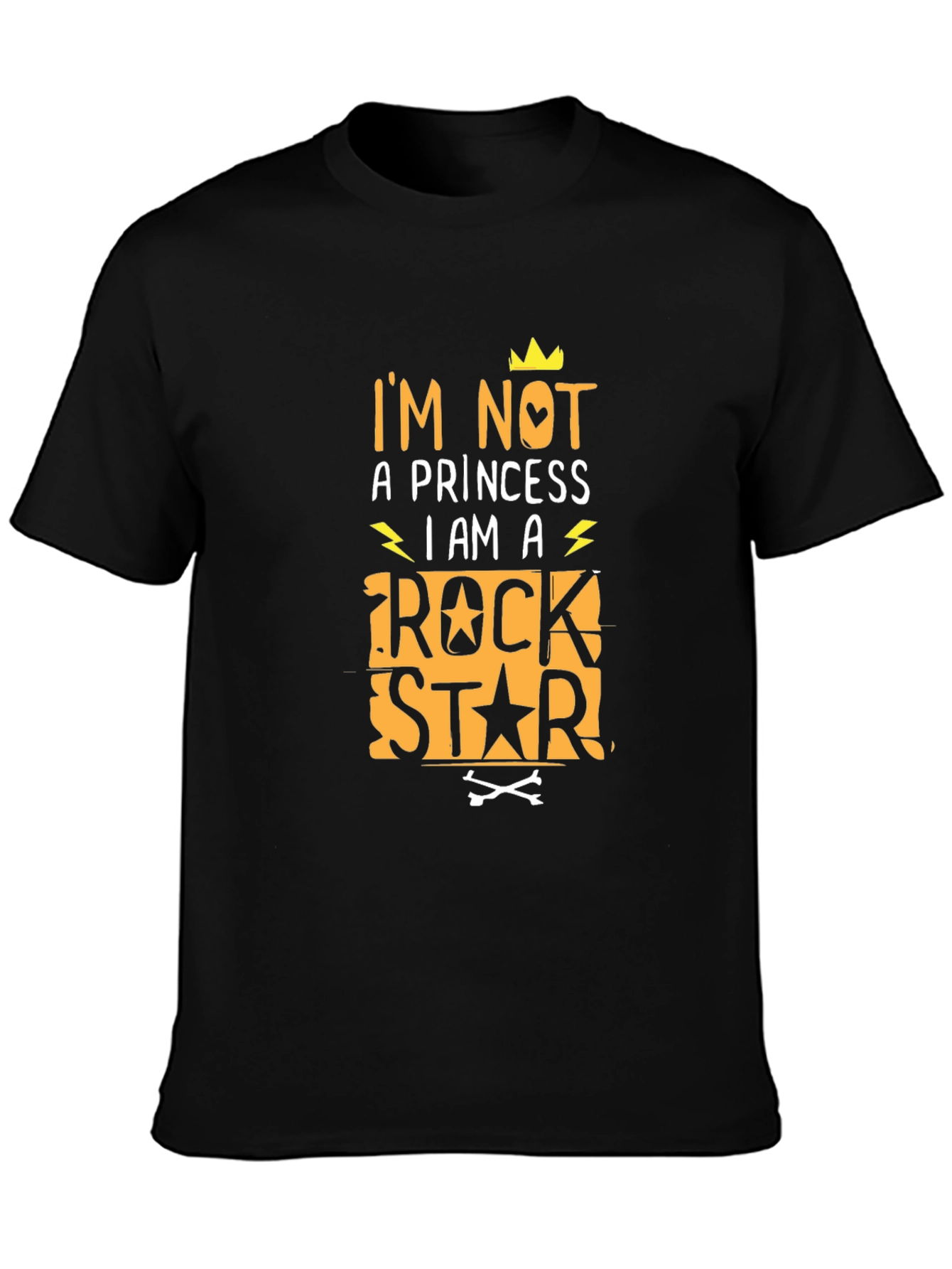 Black I'm Not A Princess Rock Star T-Shirt view 3