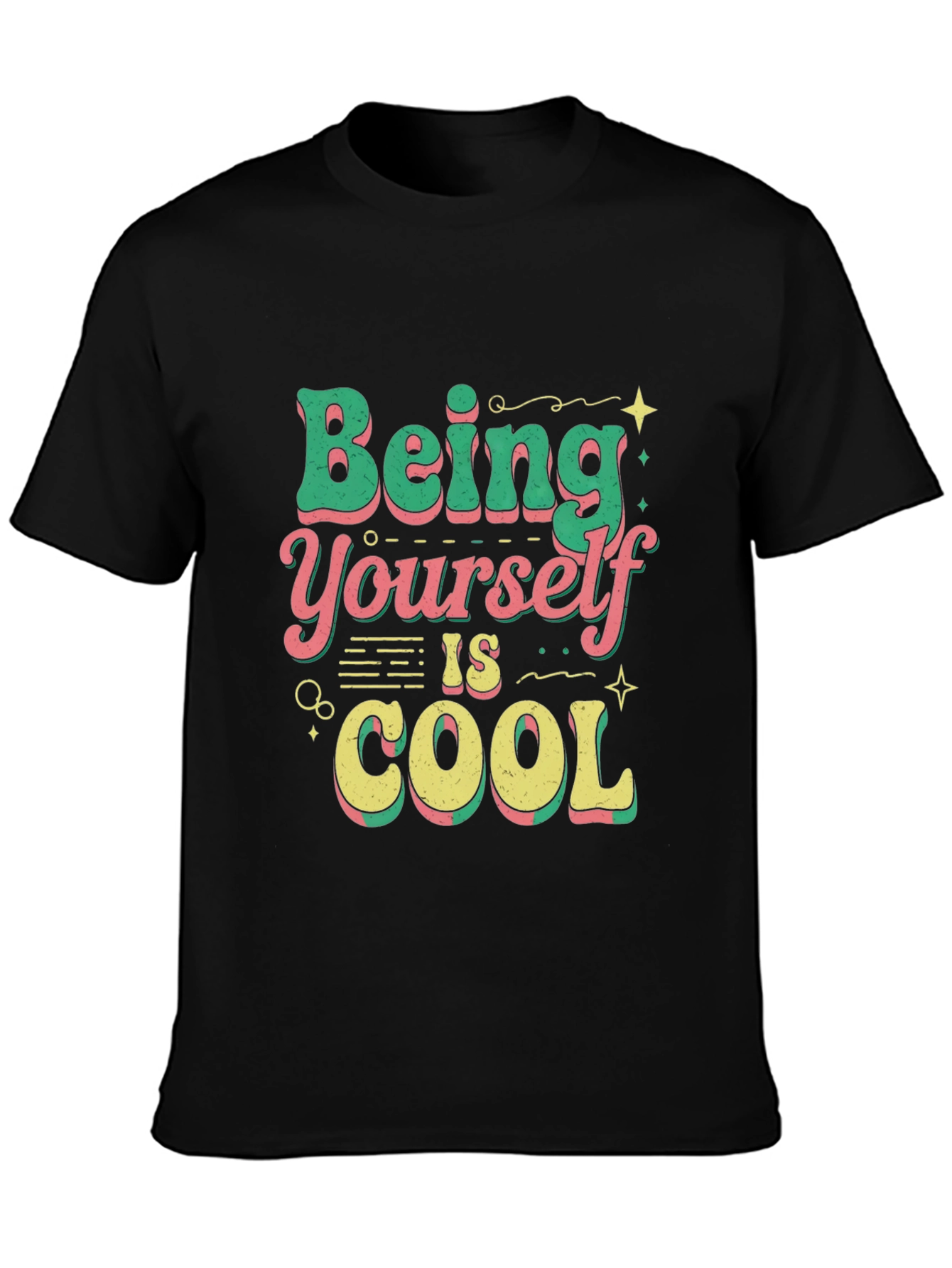 Black Being Yourself is Cool T-Shirt view 3
