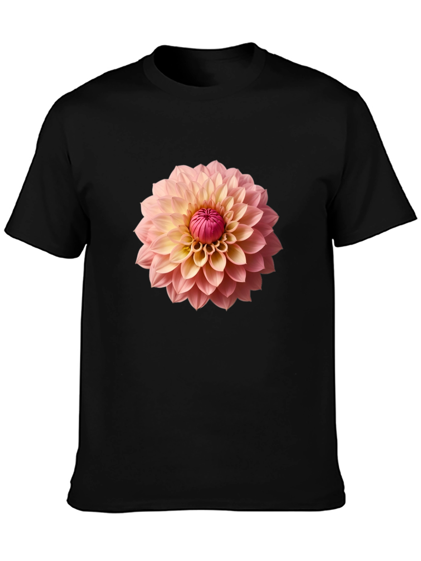Black Floral Print Crew Neck Tee view 3