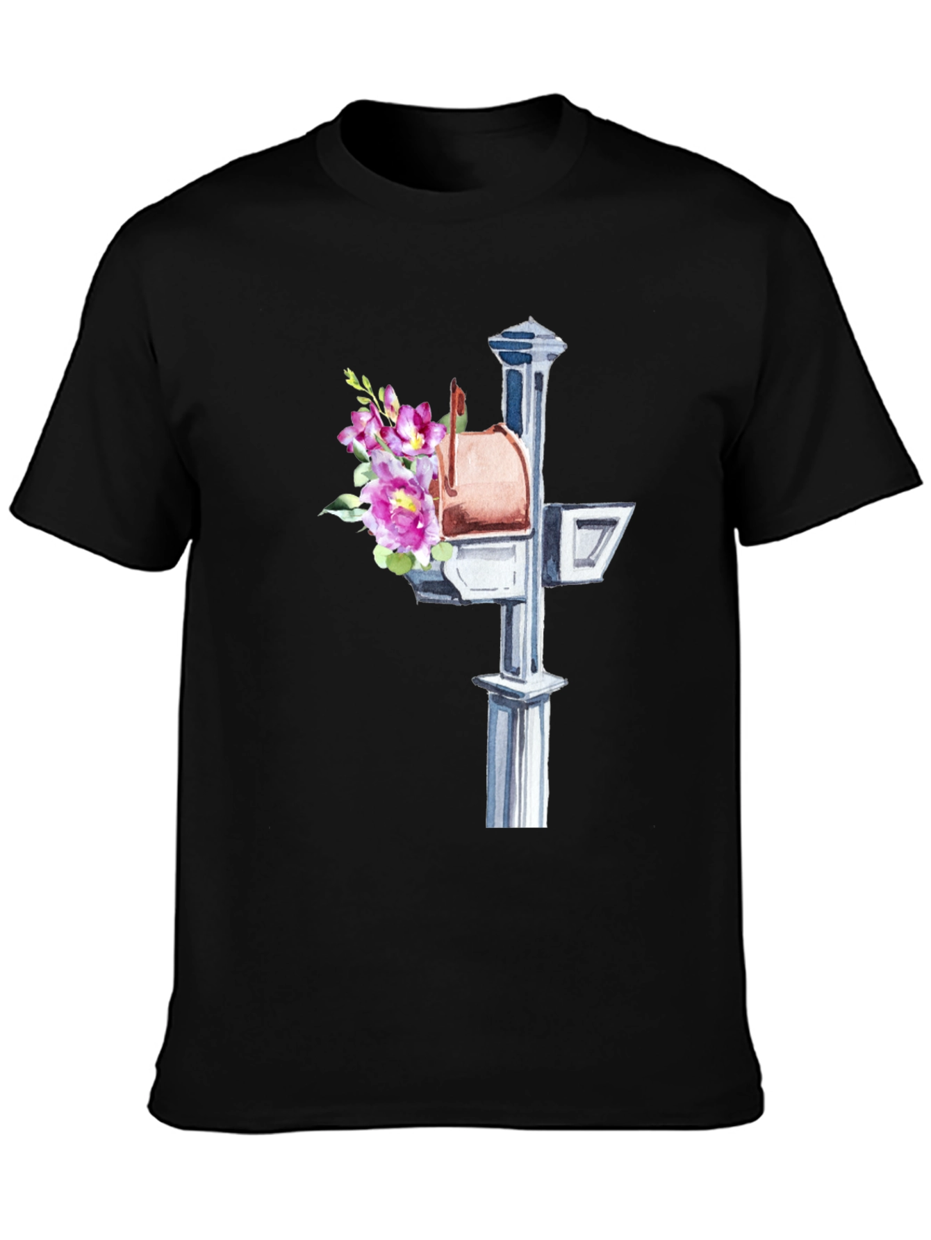 Black Floral Mailbox Graphic Tee - Unique & Stylish! view 3