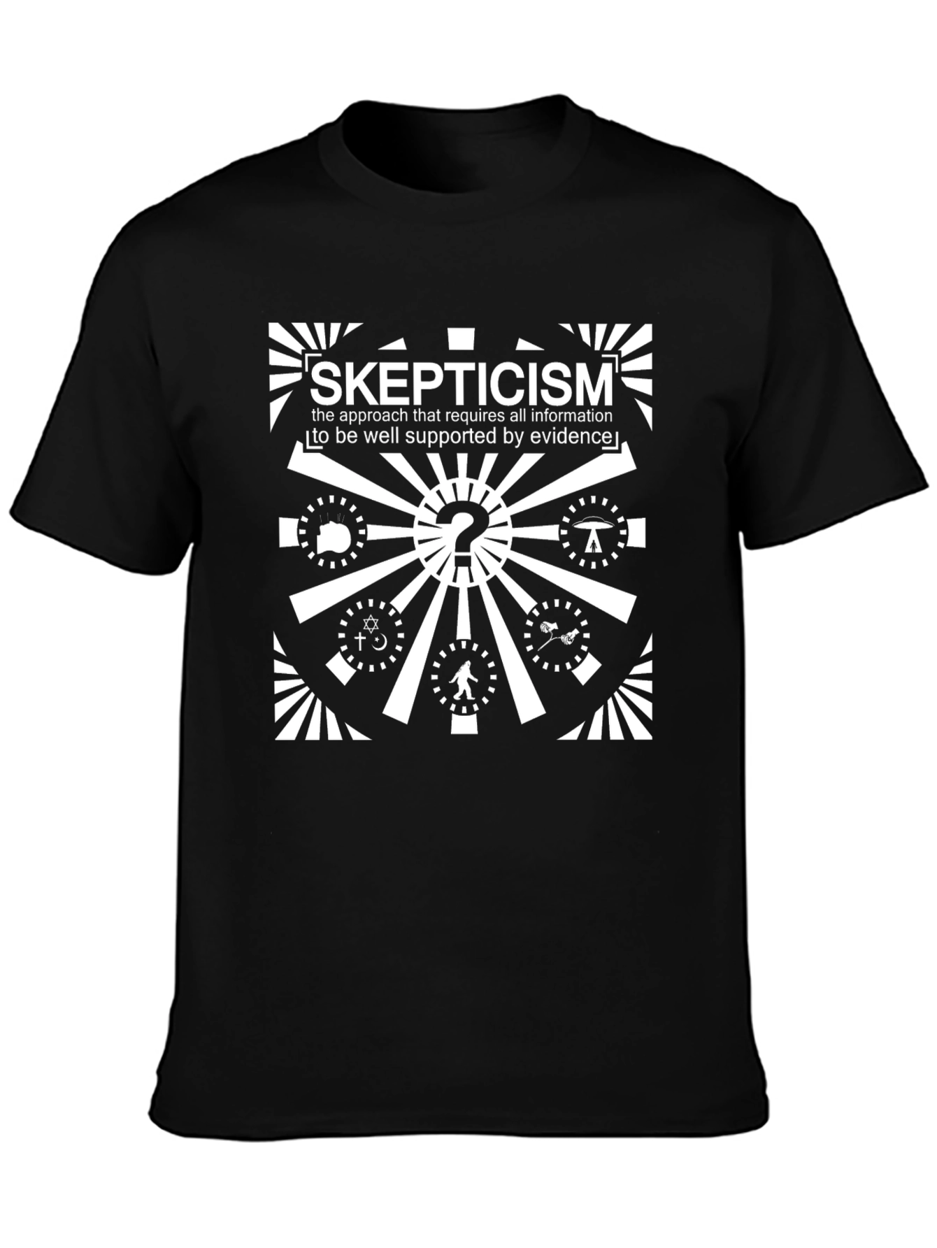 Black Skepticism T-Shirt - Evidence Based Thinking view 3
