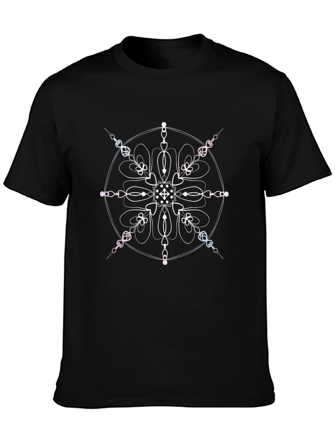 Black Abstract Mandala Graphic Tee - Soft Black Cotton Blend view 3