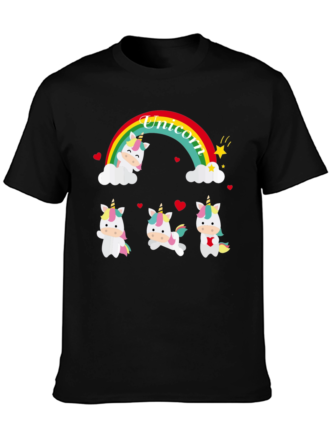 Unicorn Rainbow Graphic Tee - Black - 3