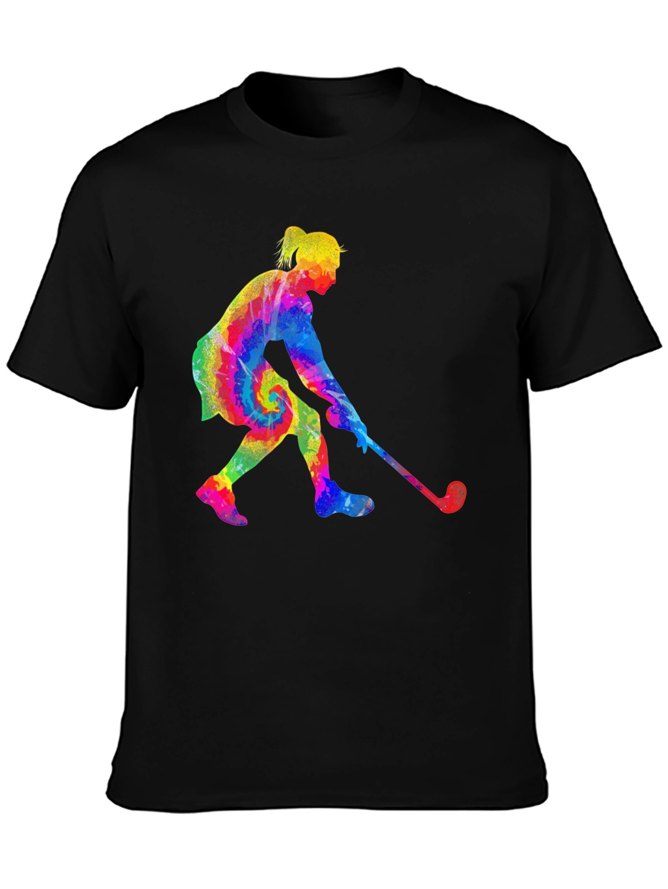 Black Tie-Dye Golfing Woman Black T-Shirt view 3