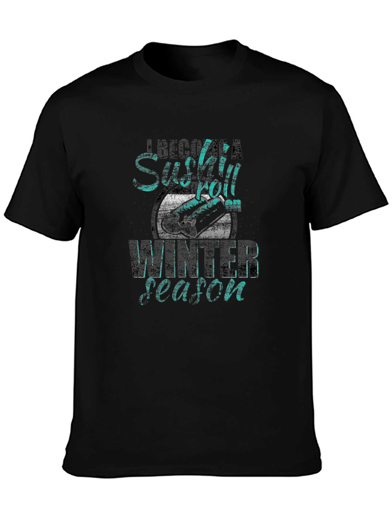 Black Sushi Roll Winter Season Graphic Tee view 3