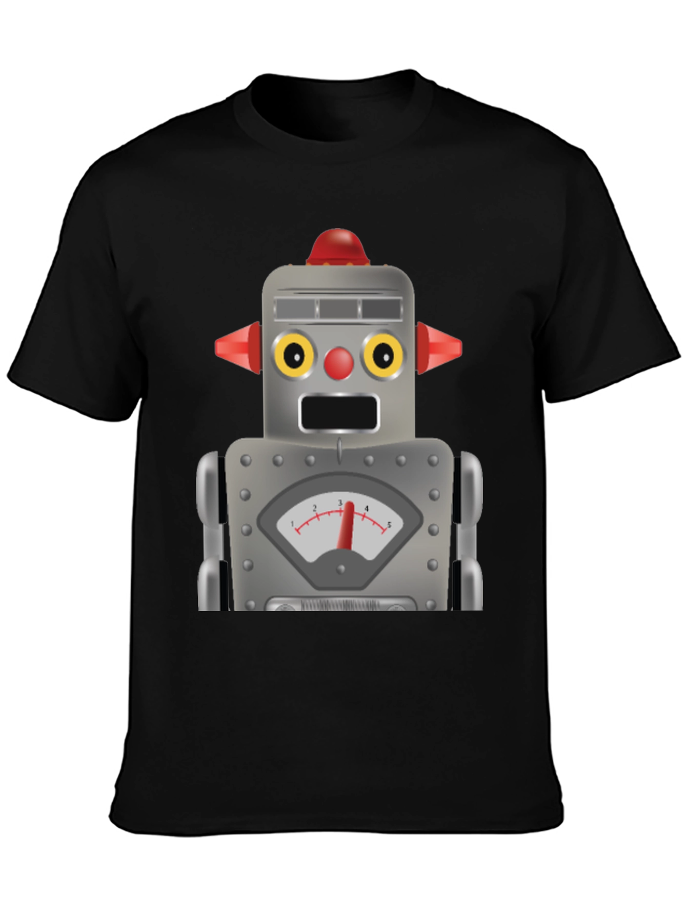 Black Retro Robot Graphic Tee - Fun Geek Style! view 3