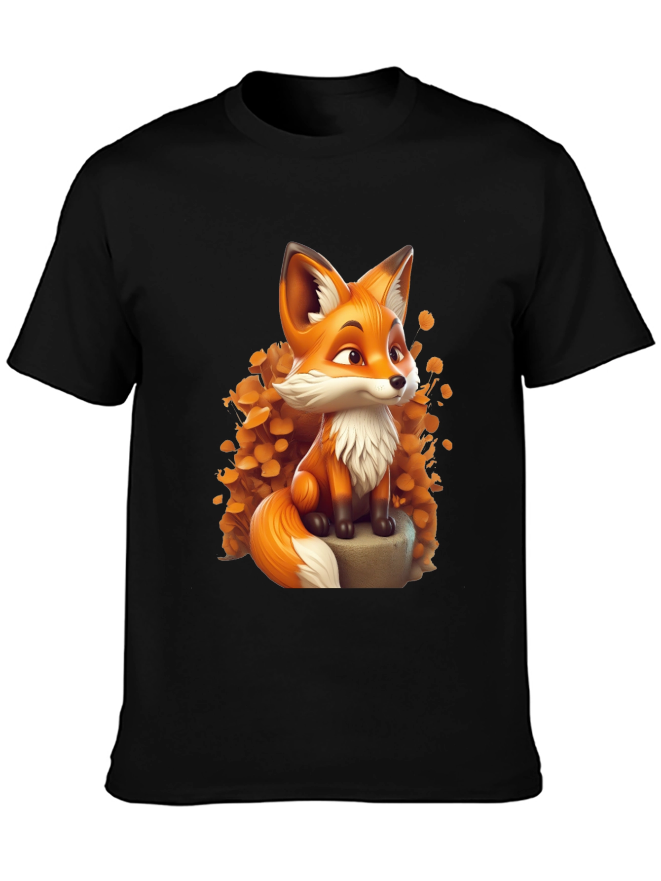 Black Cartoon Fox Graphic Tee - Stylish & Comfortable view 3