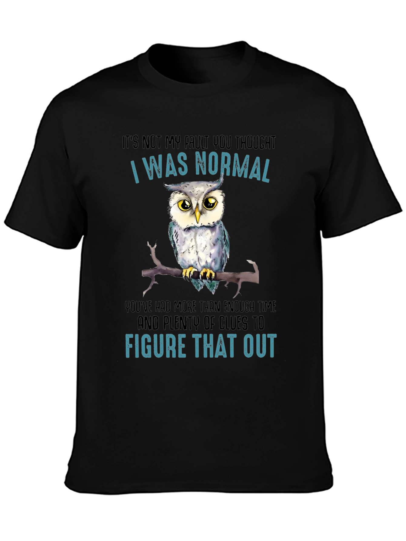 Black It's Not My Fault Owl T-Shirt view 3