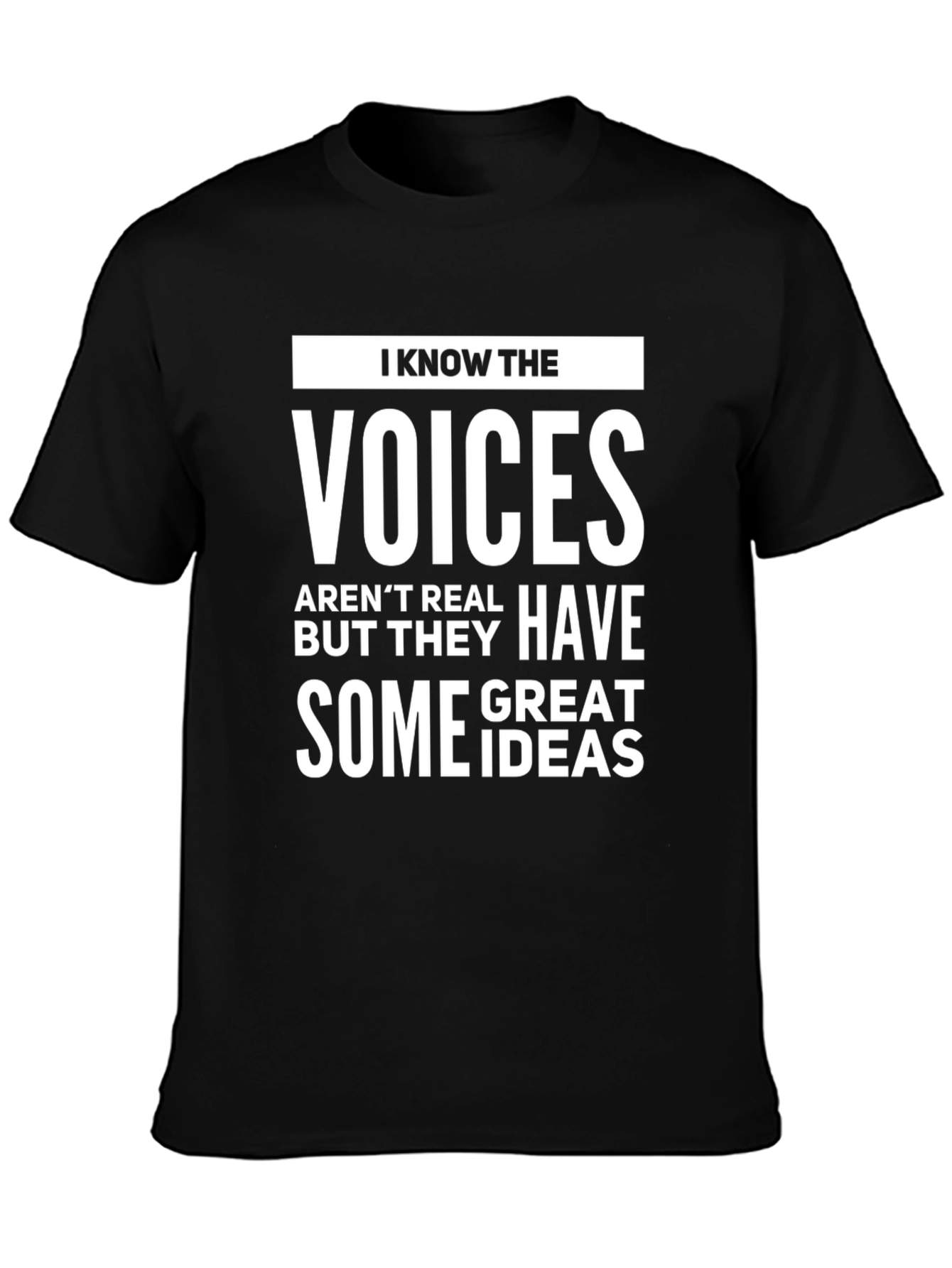 Black I Know The Voices Men's Graphic Tee view 3