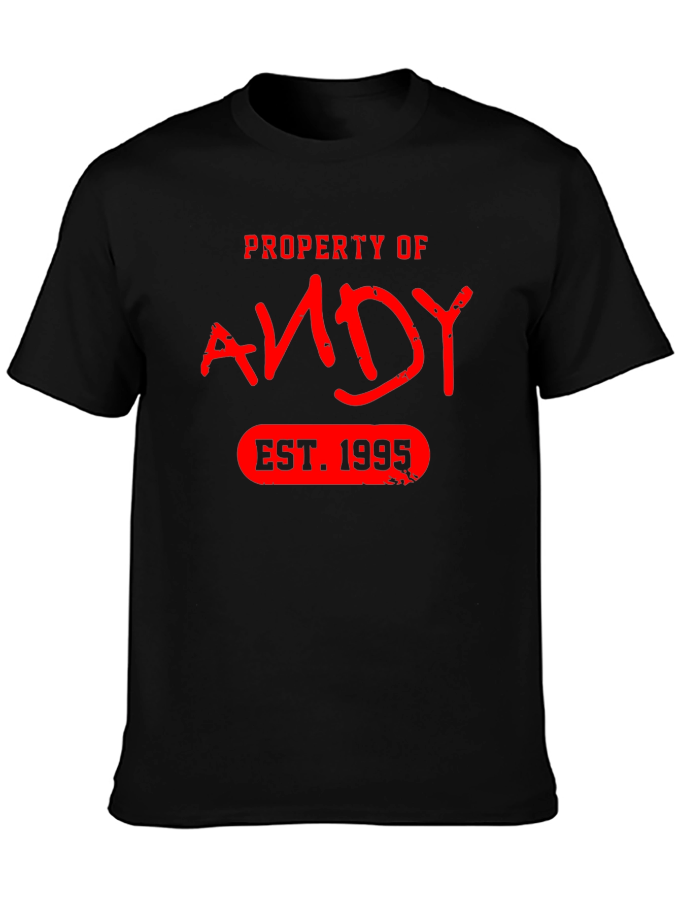 Black Property of Andy EST. 1995 T-Shirt view 3