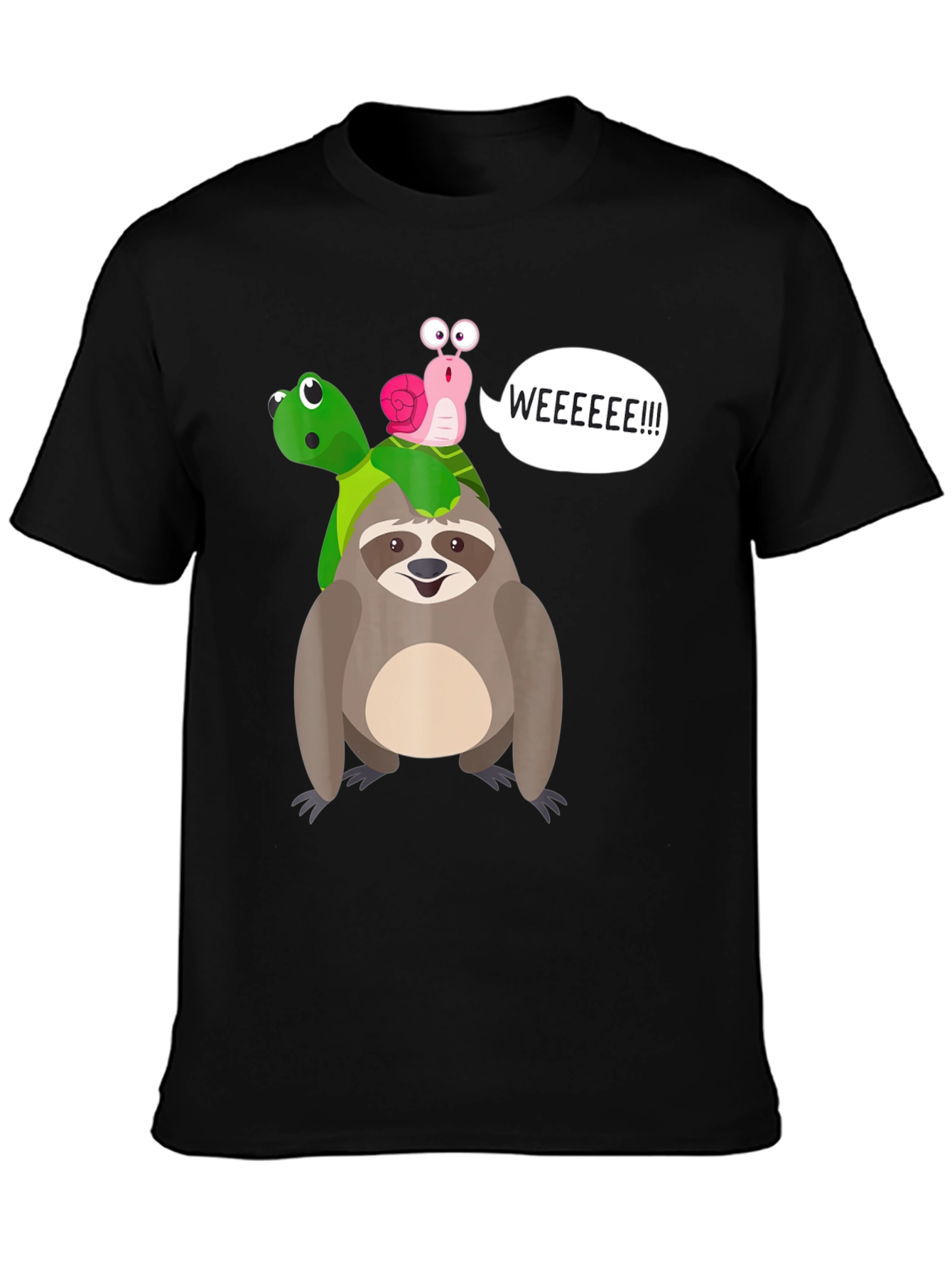 Black Sloth, Turtle, and Snail Graphic Tee view 3