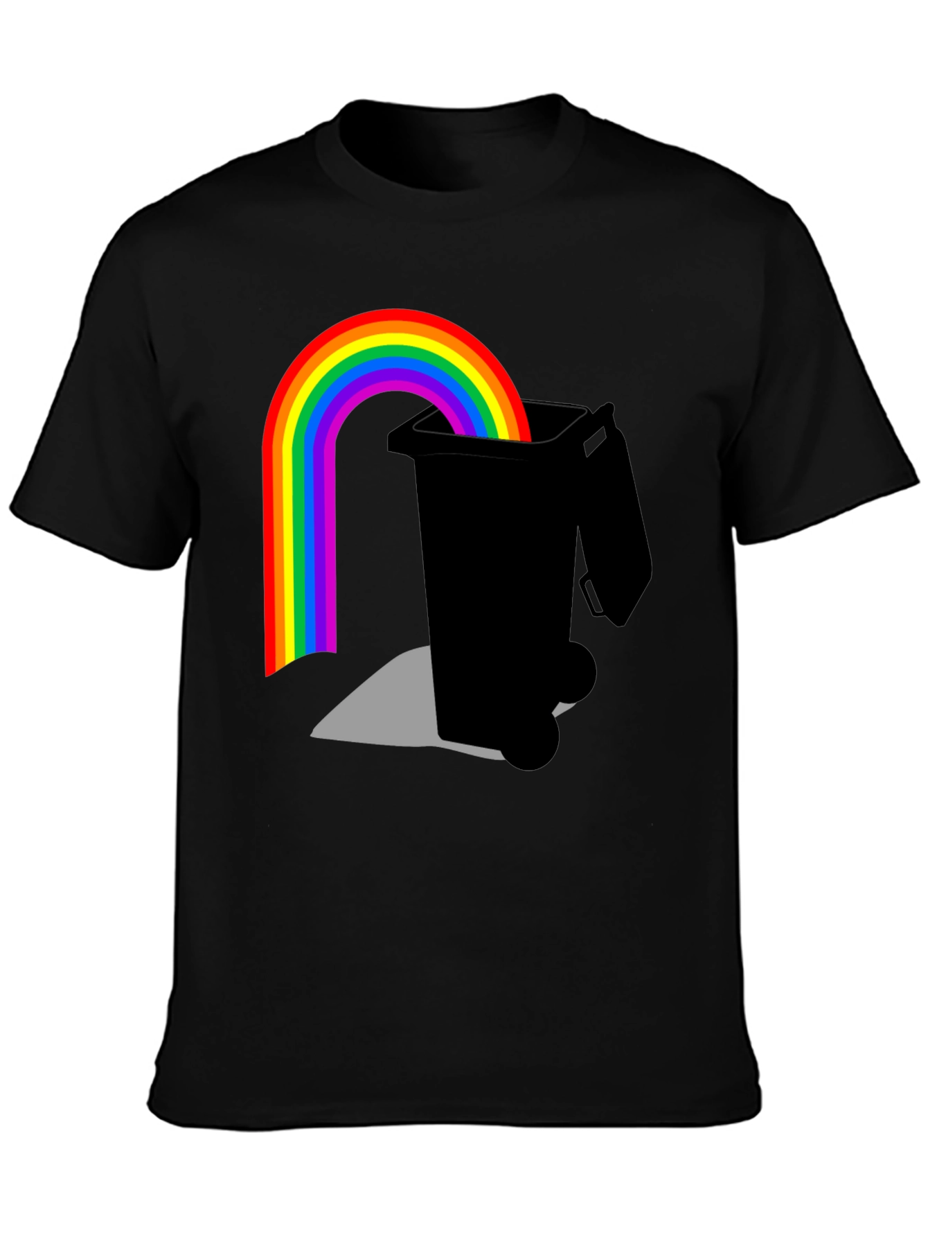 Black Rainbow Trash Bin Graphic Tee - Black view 3