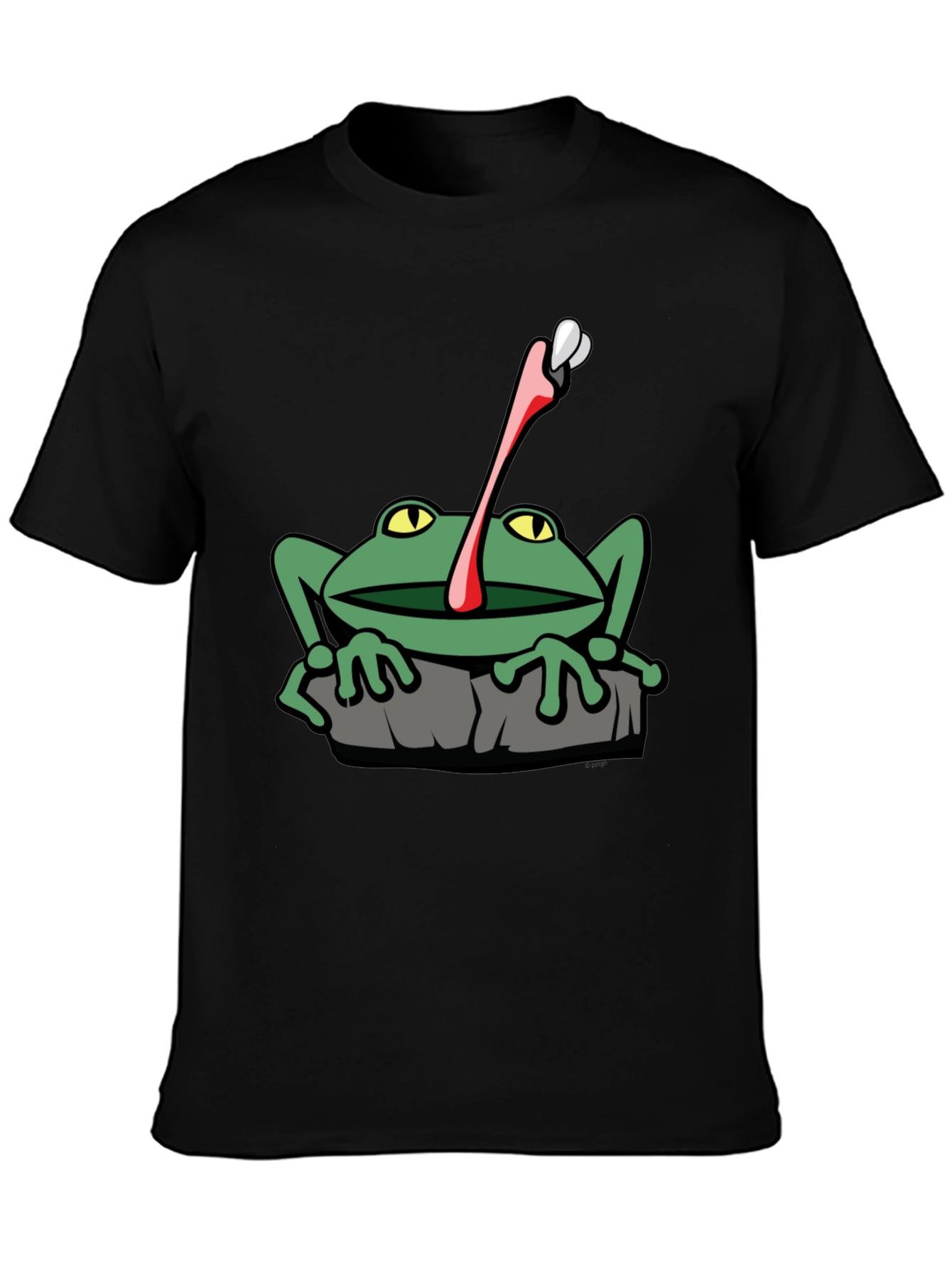 Black Frog Catching Fly Graphic T-Shirt view 3