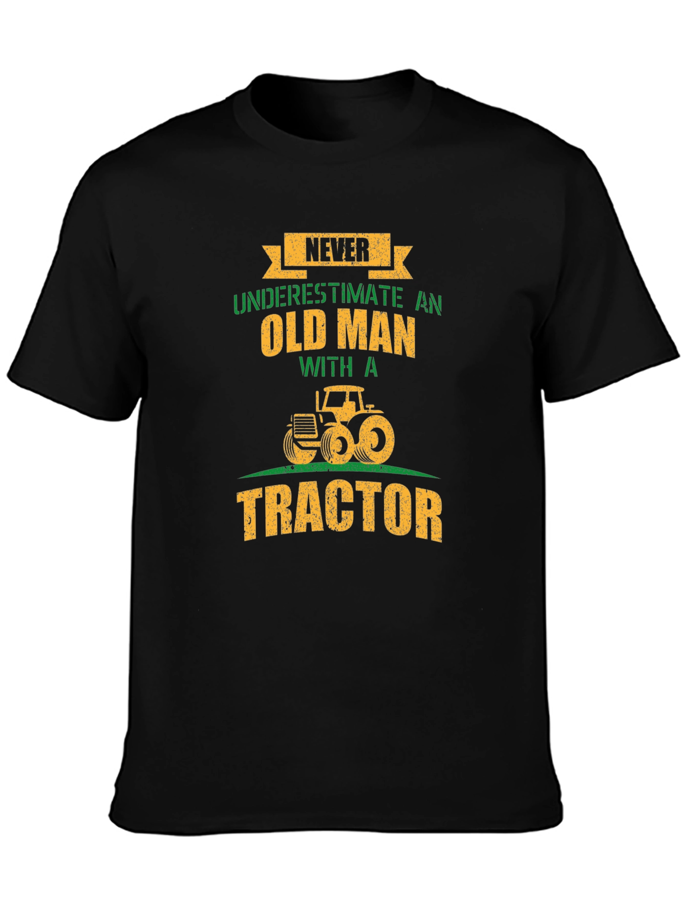 Black Never Underestimate an Old Man with a Tractor T-Shirt view 3