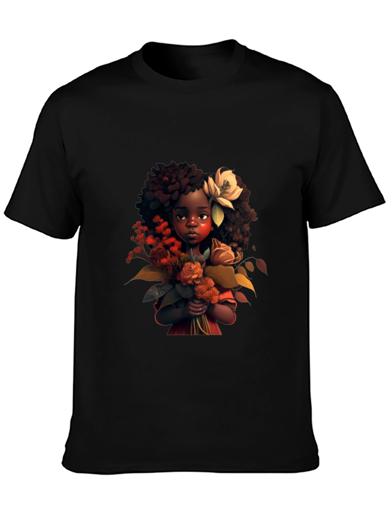 Black Girl with Flowers Graphic Tee view 3