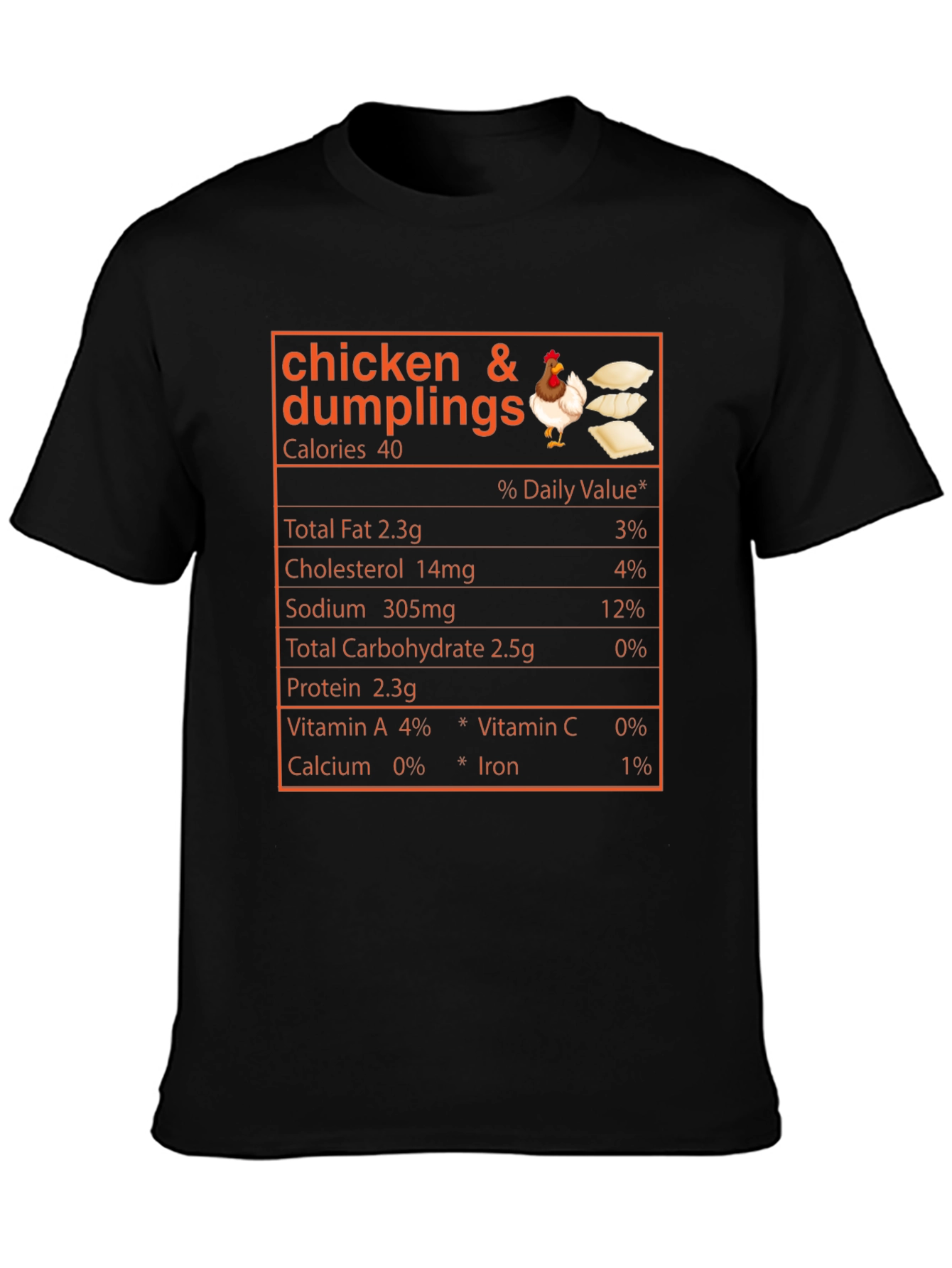 Black Chicken & Dumplings Nutrition Facts Novelty T-Shirt view 3